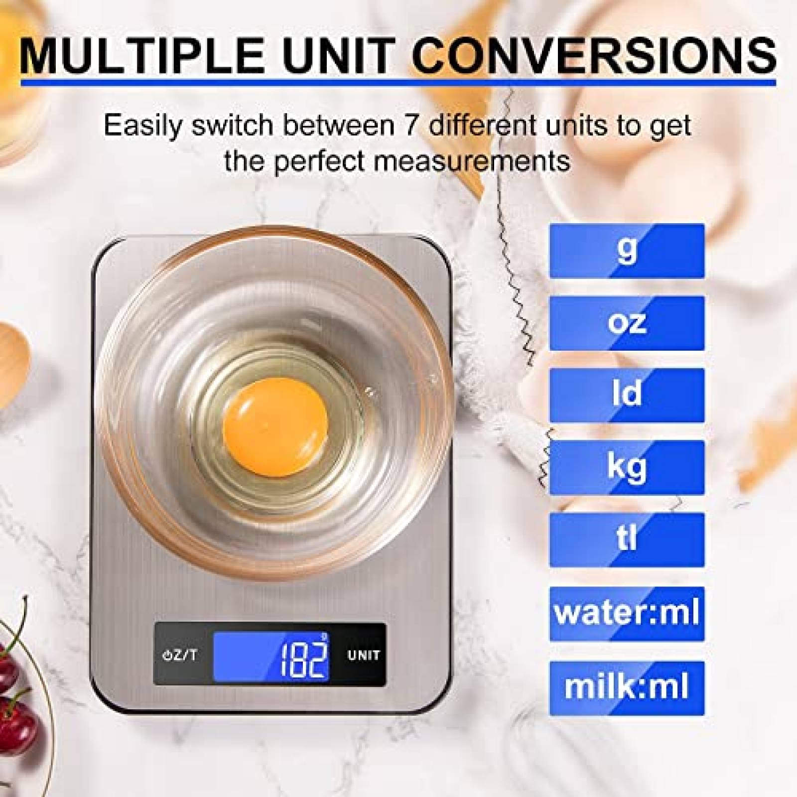 Yoncon - Báscula digital de cocina de alimentos mejorada, 105.82 oz/0.00 oz  de alta precisión que mide en gramos y onzas para cocinar, hornear, joyas