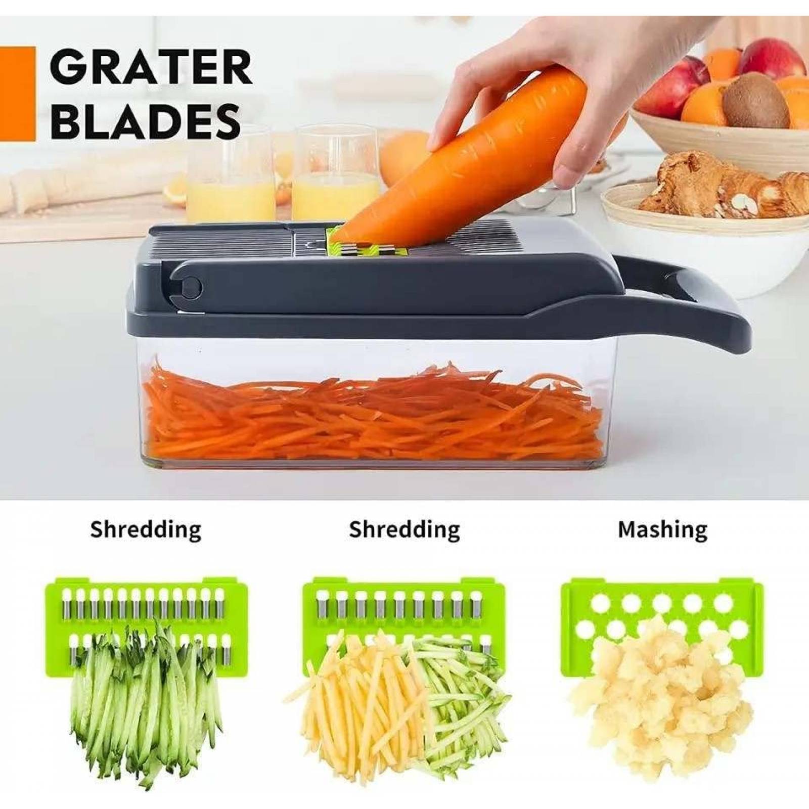 Cortador de Verduras EmGi 15 en 1 8 Cuchillas Multifuncional