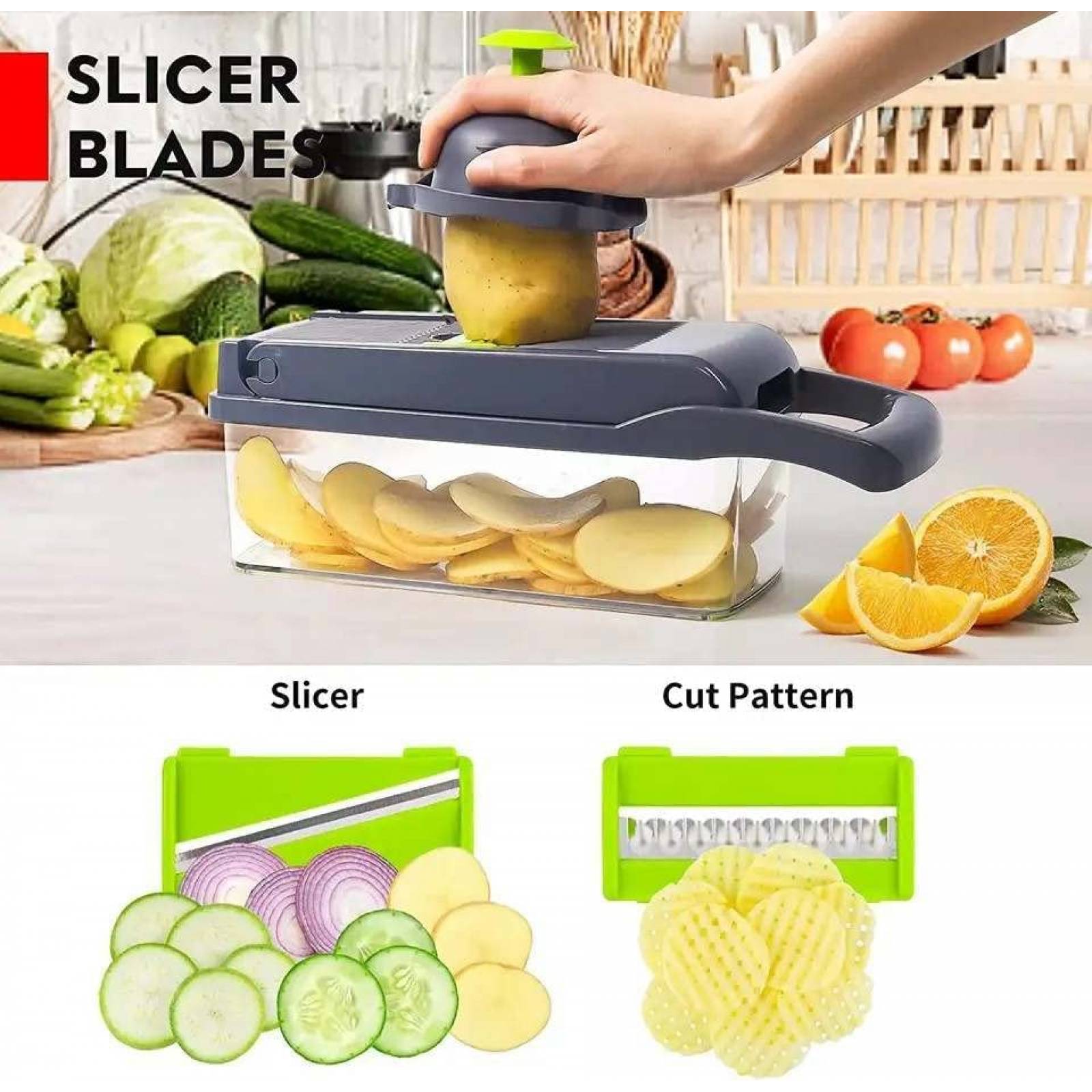 Cortador de Verduras EmGi 15 en 1 8 Cuchillas Multifuncional