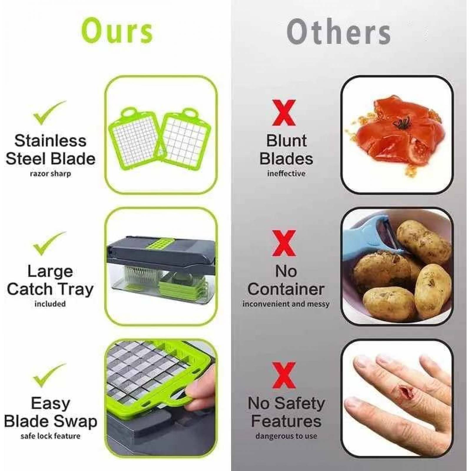 Cortador de Verduras EmGi 15 en 1 8 Cuchillas Multifuncional