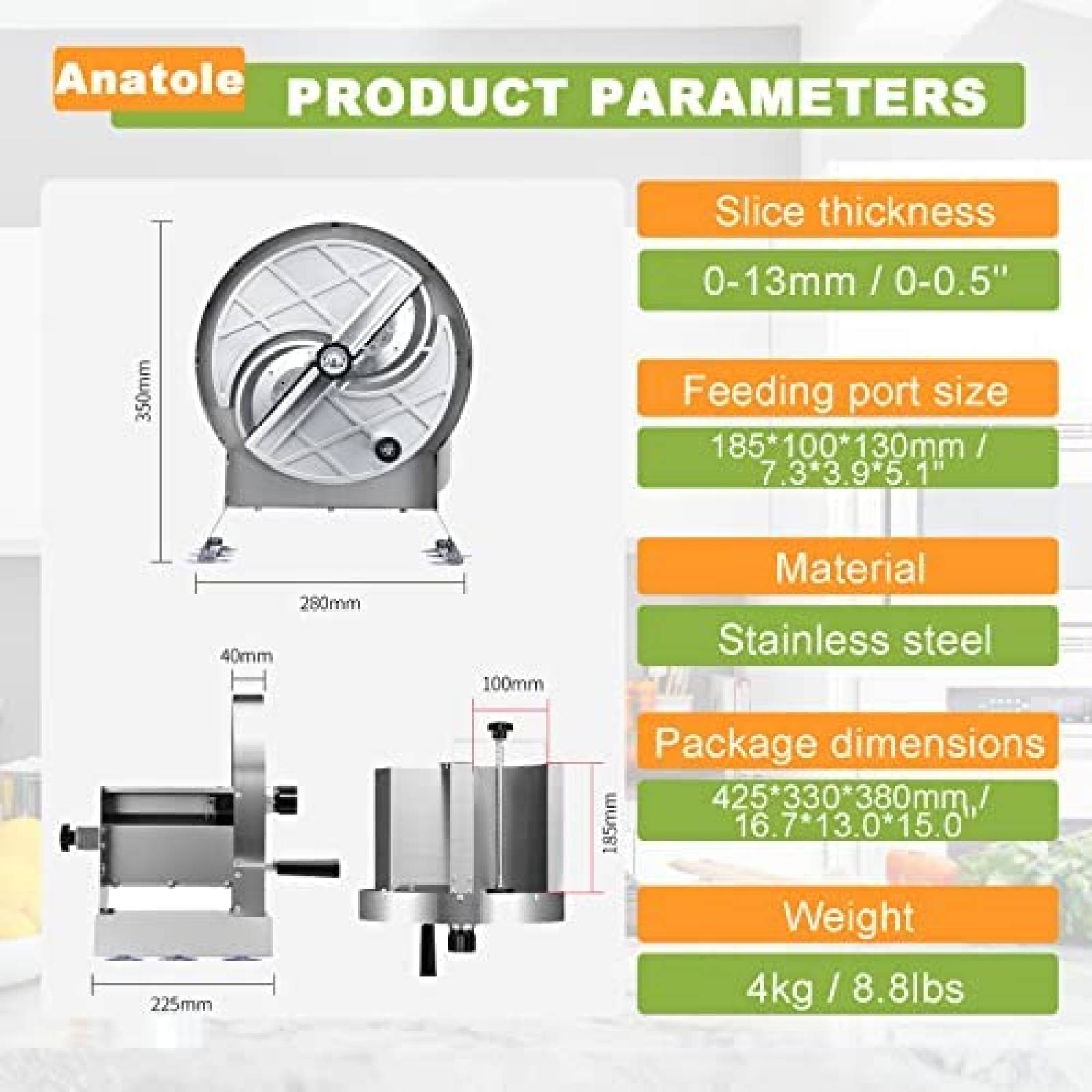 Rebanadora Manual de Frutas y Verduras Anatole Inoxidable