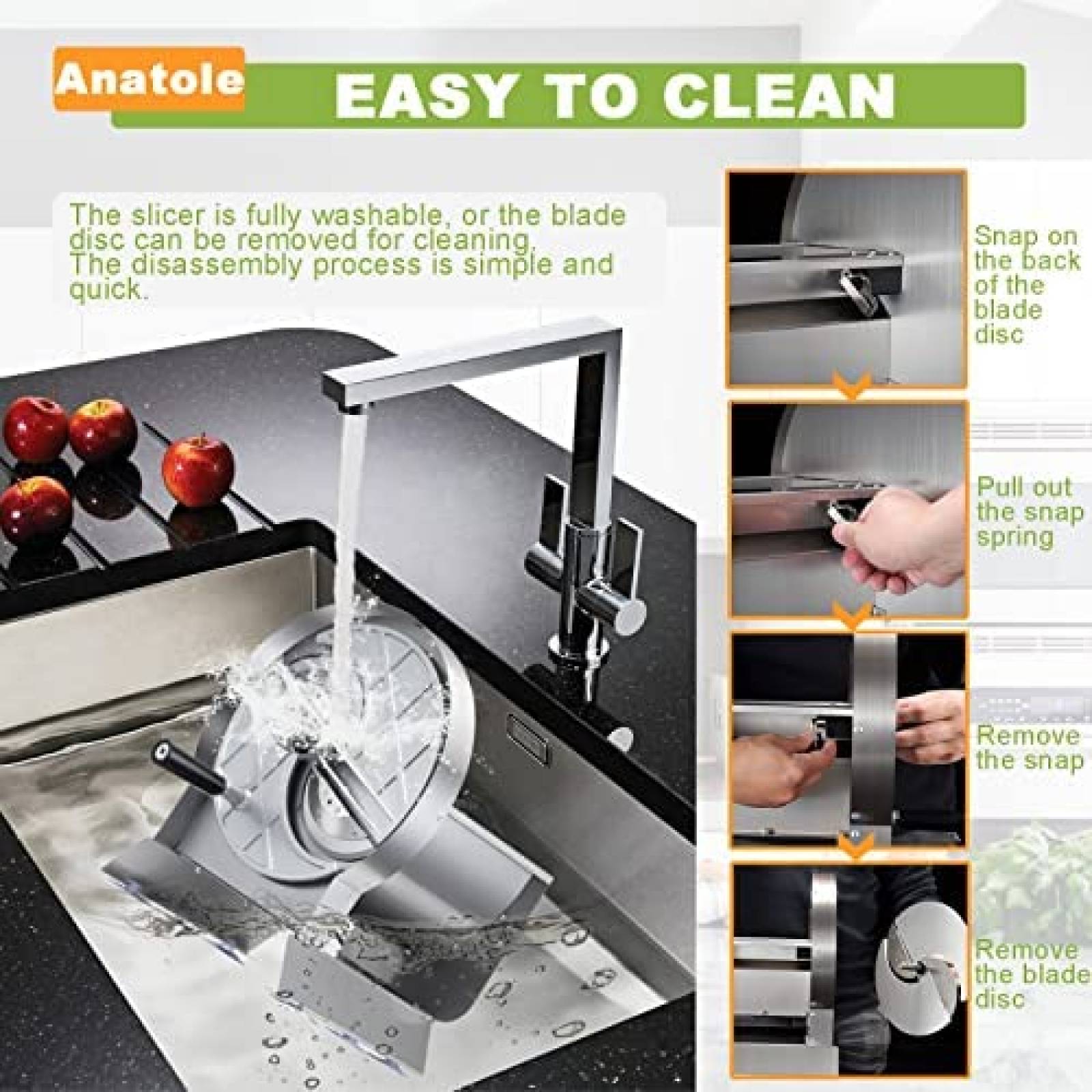 Rebanadora Manual de Frutas y Verduras Anatole Inoxidable