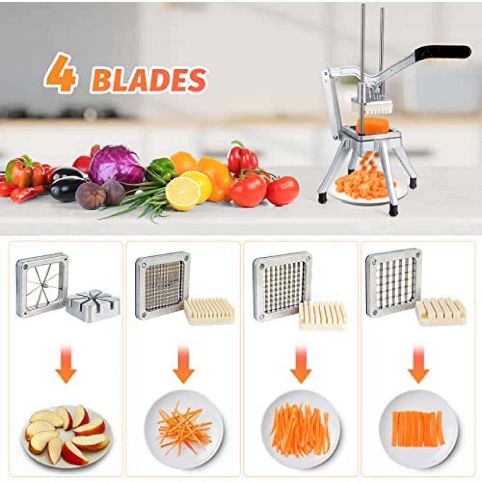 Picador de Frutas y Verduras Ajee Acero Inoxidable -Plata