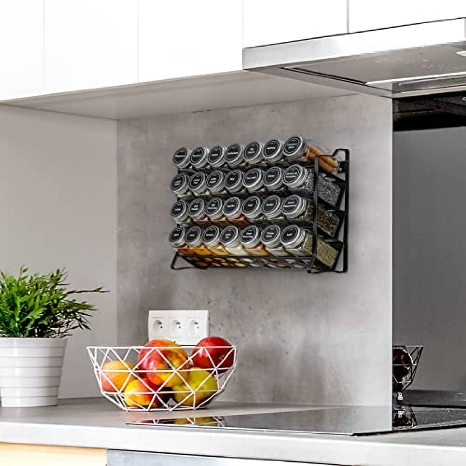 Especiero VITEVER 4 Estantes 28 Tarros Diseño unico -Negro