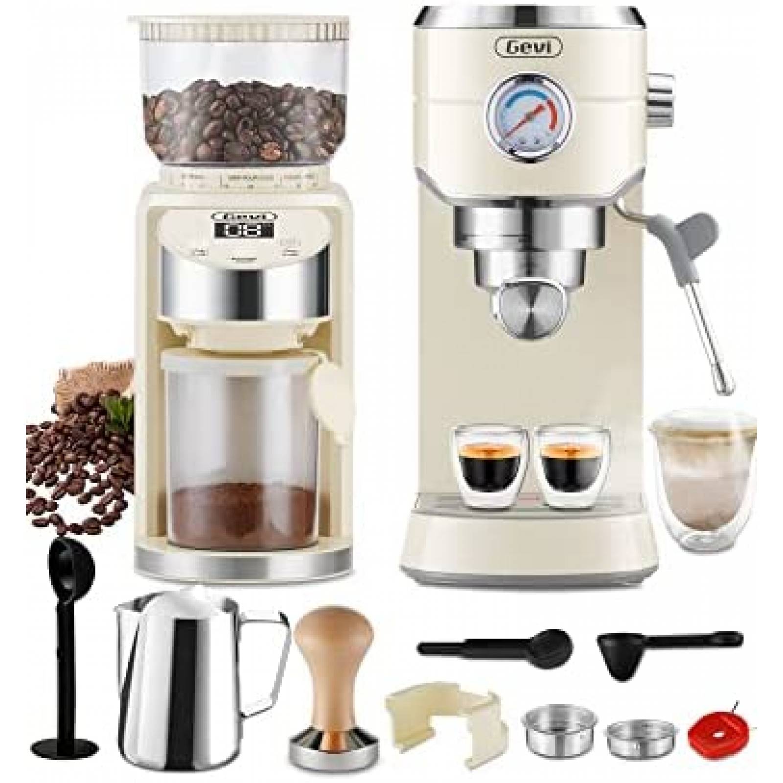 Cafetera Gevi GECME418E-U Con Espumador de Leche -Blanco