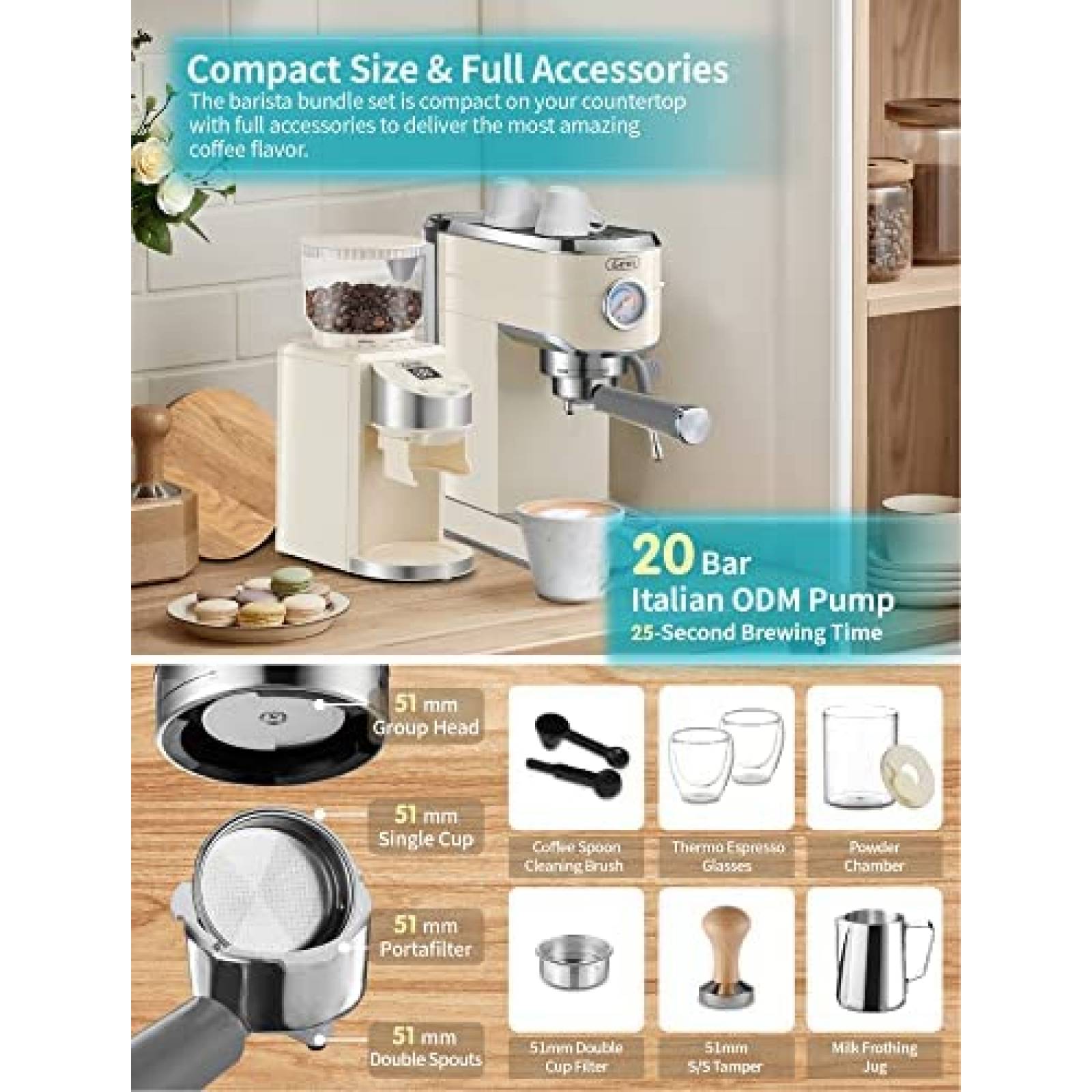 Cafetera Gevi GECME418E-U Con Espumador de Leche -Blanco