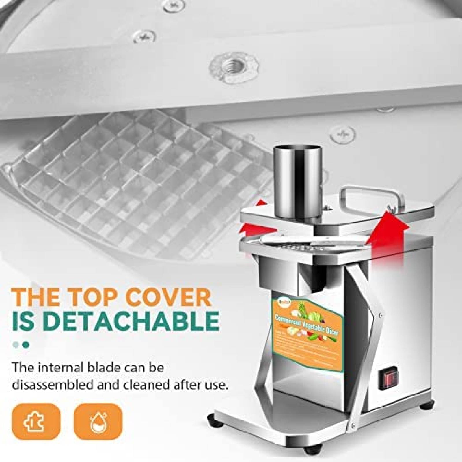  Newhai Cortador de verduras comercial Máquina automática de  cortar frutas con hoja de 5/16 '' 15/64 '' acero inoxidable para papas,  zanahorias, cubos de uso en restaurantes 110 V : Hogar y Cocina