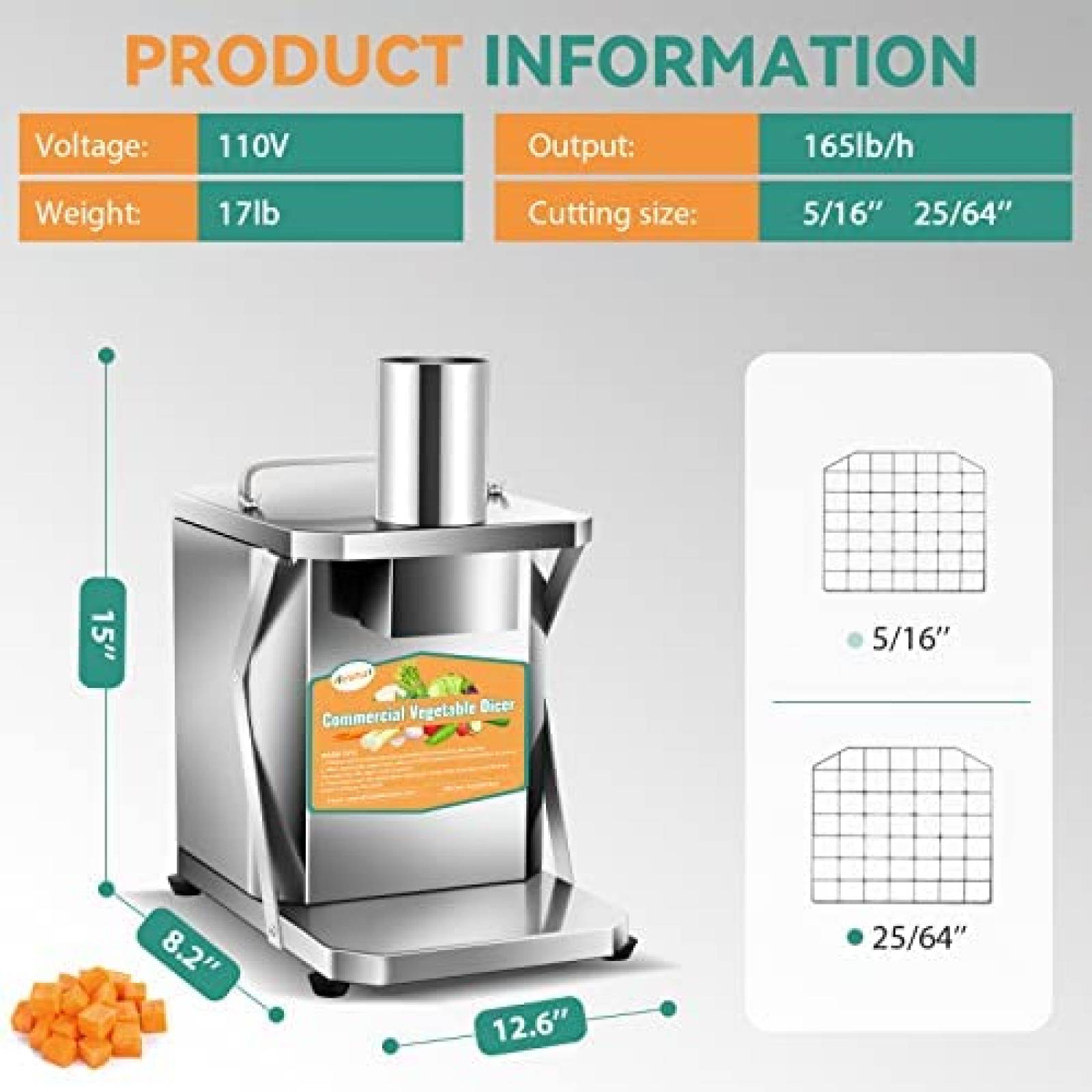 Picador de Frutas y Verduras Newhai Acero Inoxidable -Gris