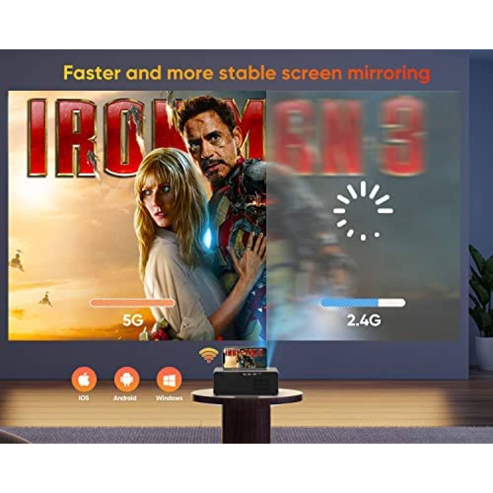 Proyector TMY con WiFi 5G y Bluetooth 5.1 4K -Blanco