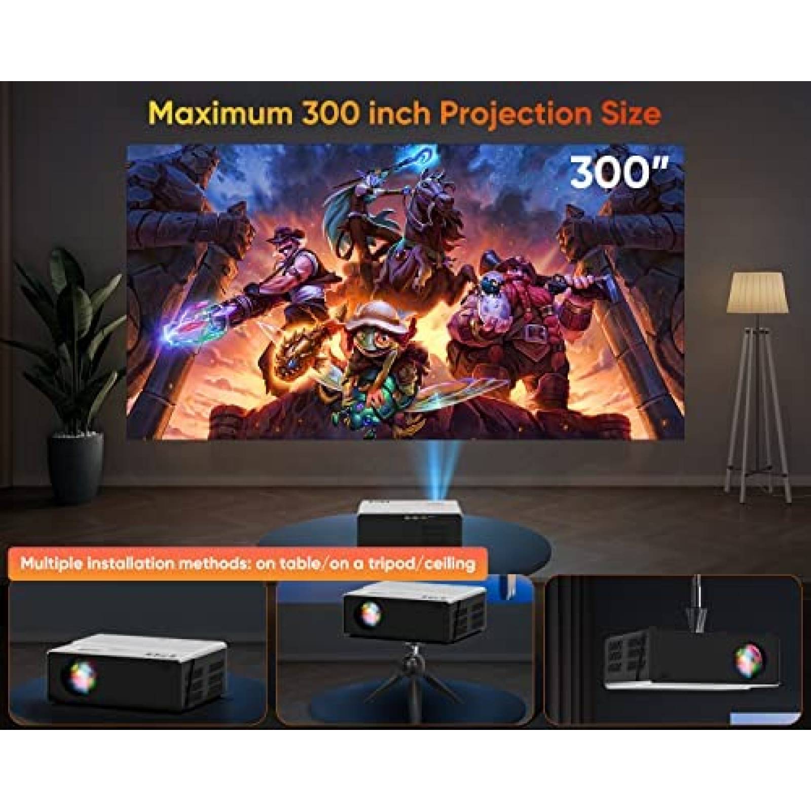 Proyector TMY con WiFi 5G y Bluetooth 5.1 4K -Blanco