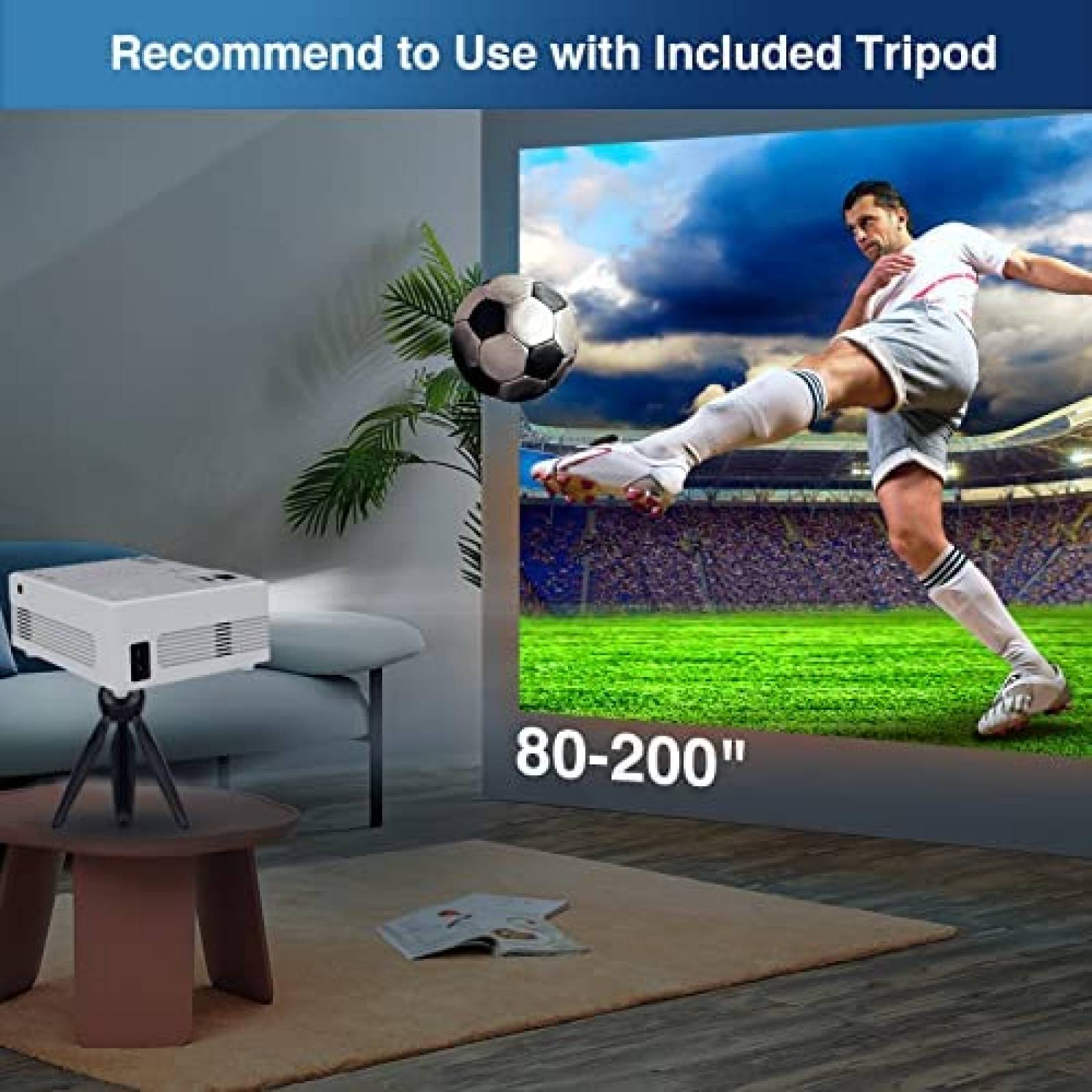 Mini Proyector Vecupou 1080p 4K Wifi BT Celular PC -Blanco