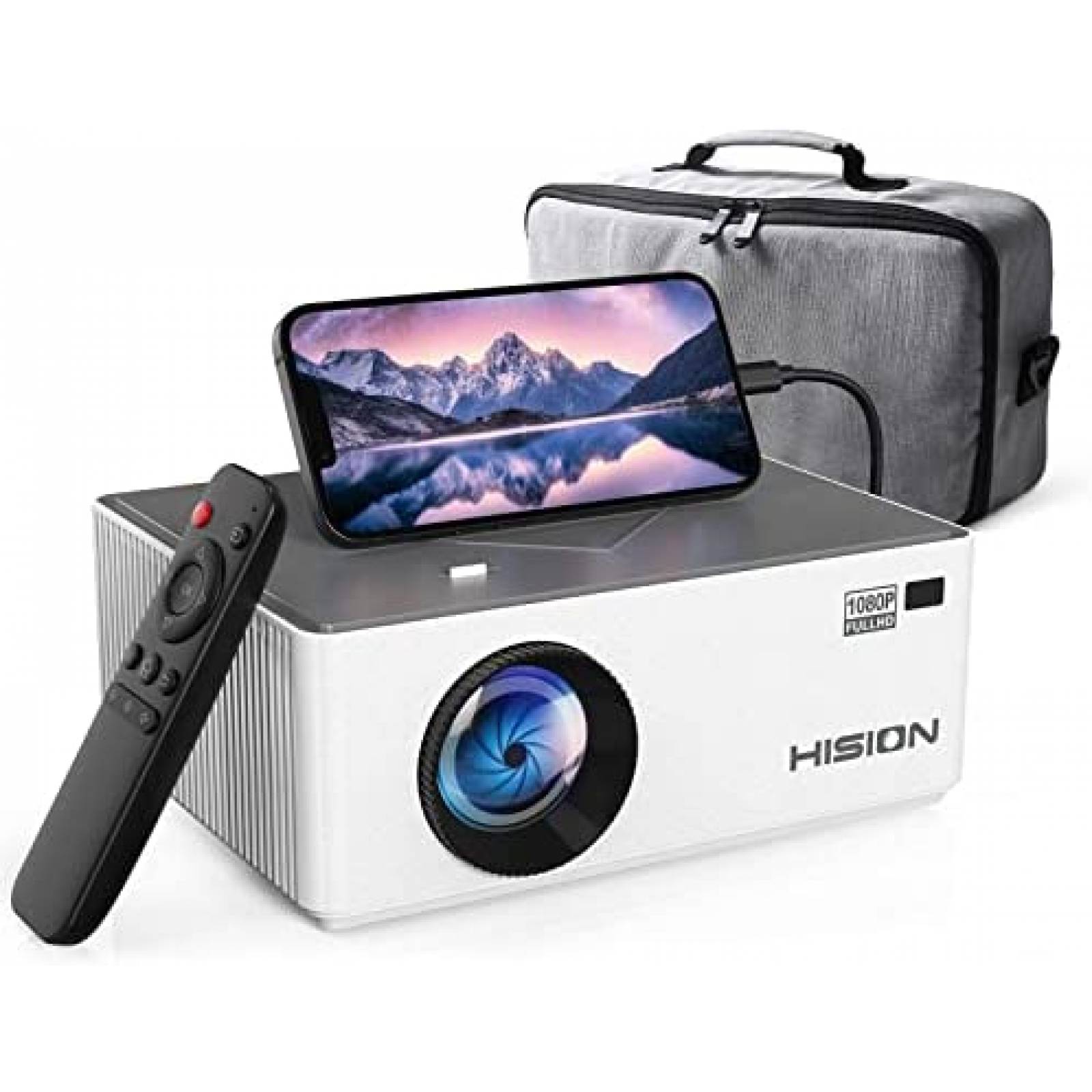 Proyector HISION FHD 1080P Portatil 8000 Lumens -Blanco