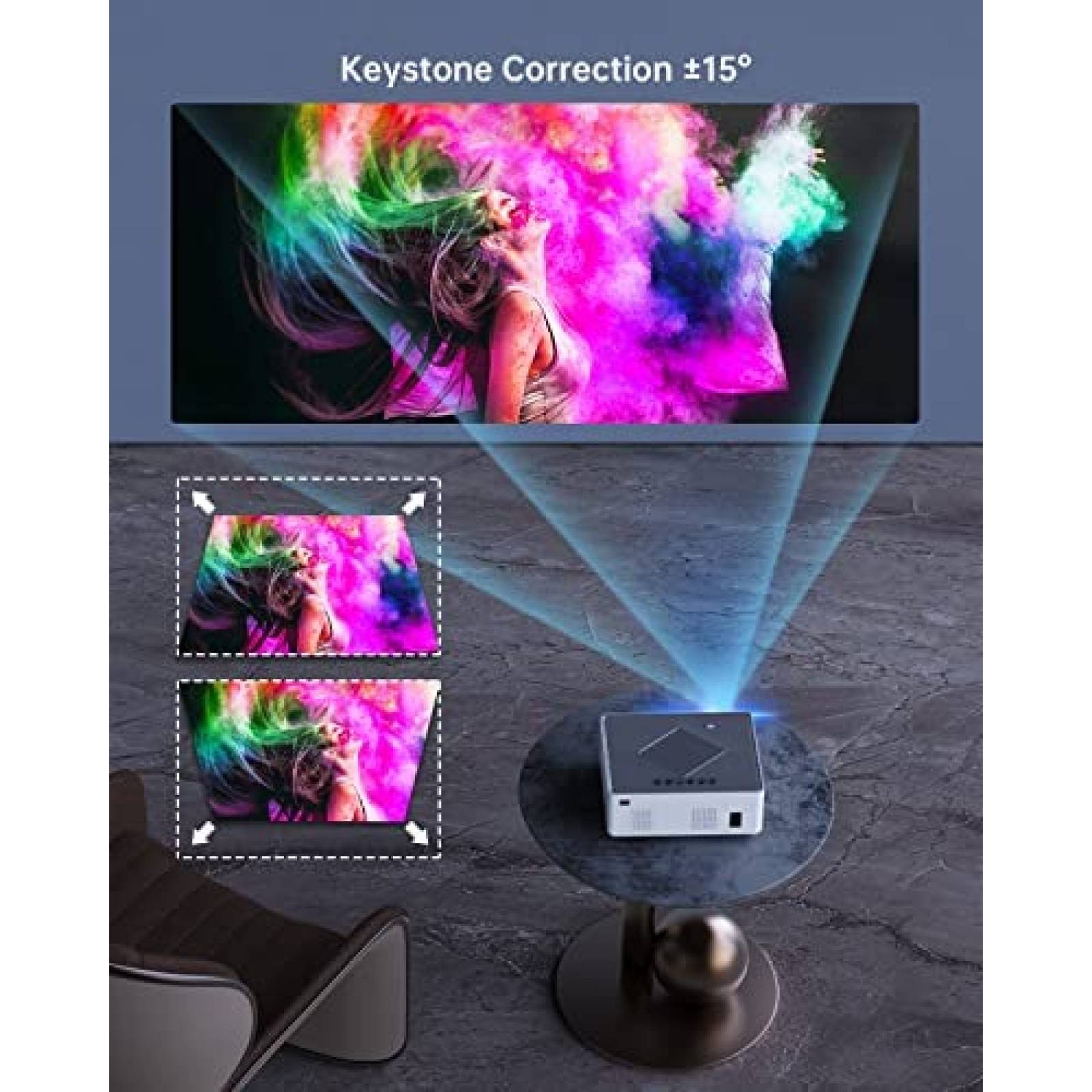 Proyector HISION FHD 1080P Portatil 8000 Lumens -Blanco