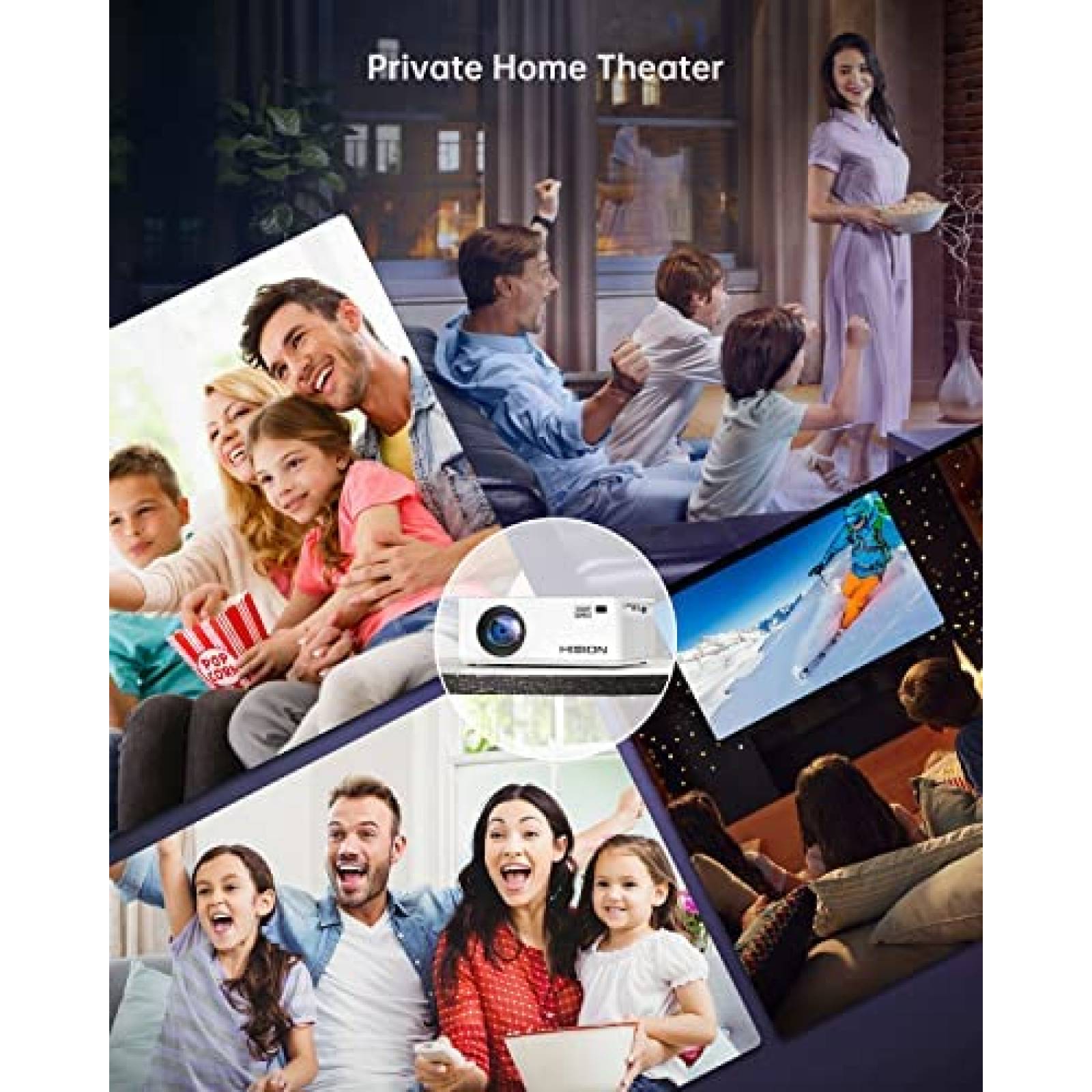 Proyector HISION FHD 1080P Portatil 8000 Lumens -Blanco