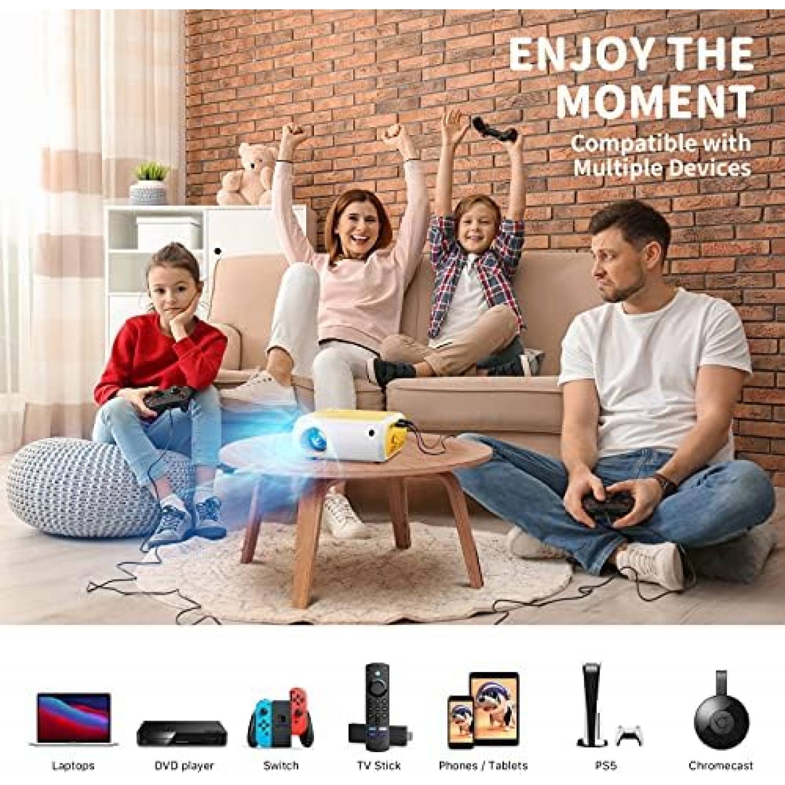 Mini Proyector Uyole 1080P Micro USB a HDMI -Amarillo