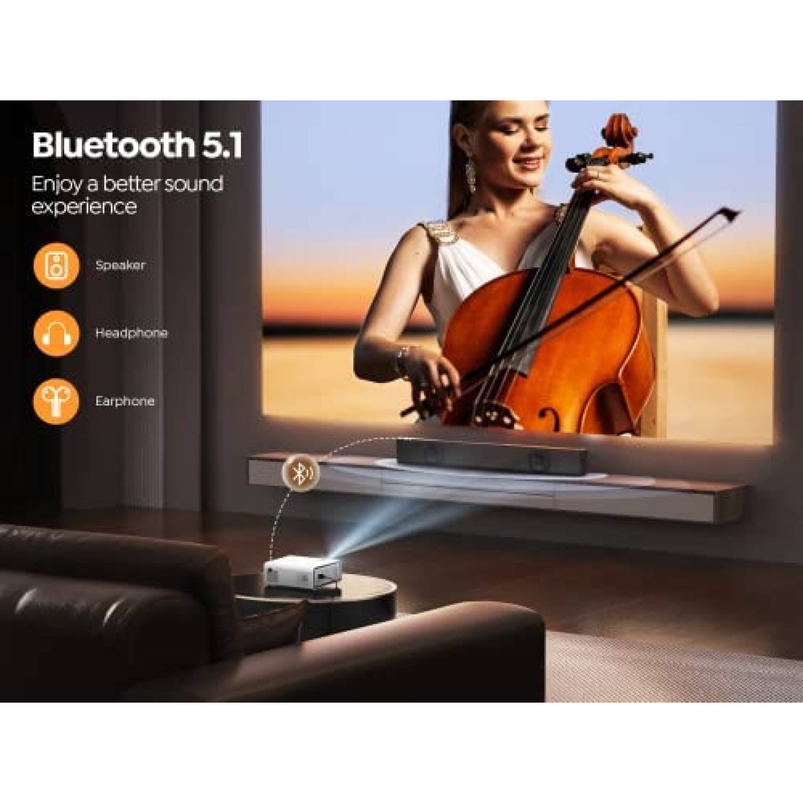 Proyector YABER con WiFi 5G y Bluetooth 5.1 9000L -Blanco