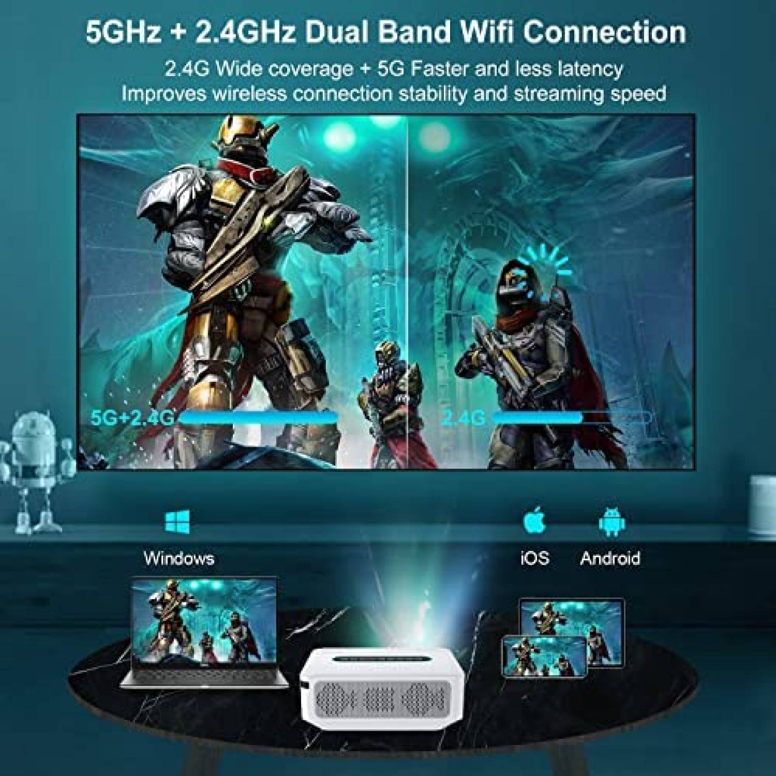 Proyector Xgody X1 12000L 4K 1080p Nativo 5W HiFi -Blanco