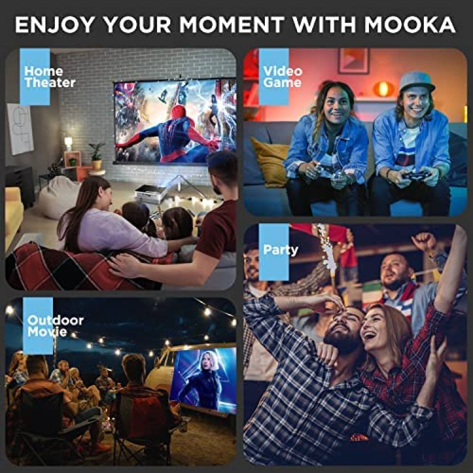 Proyector MOOKA FAMILY 300'' 4K FHD 8500 Lumens -Blanco