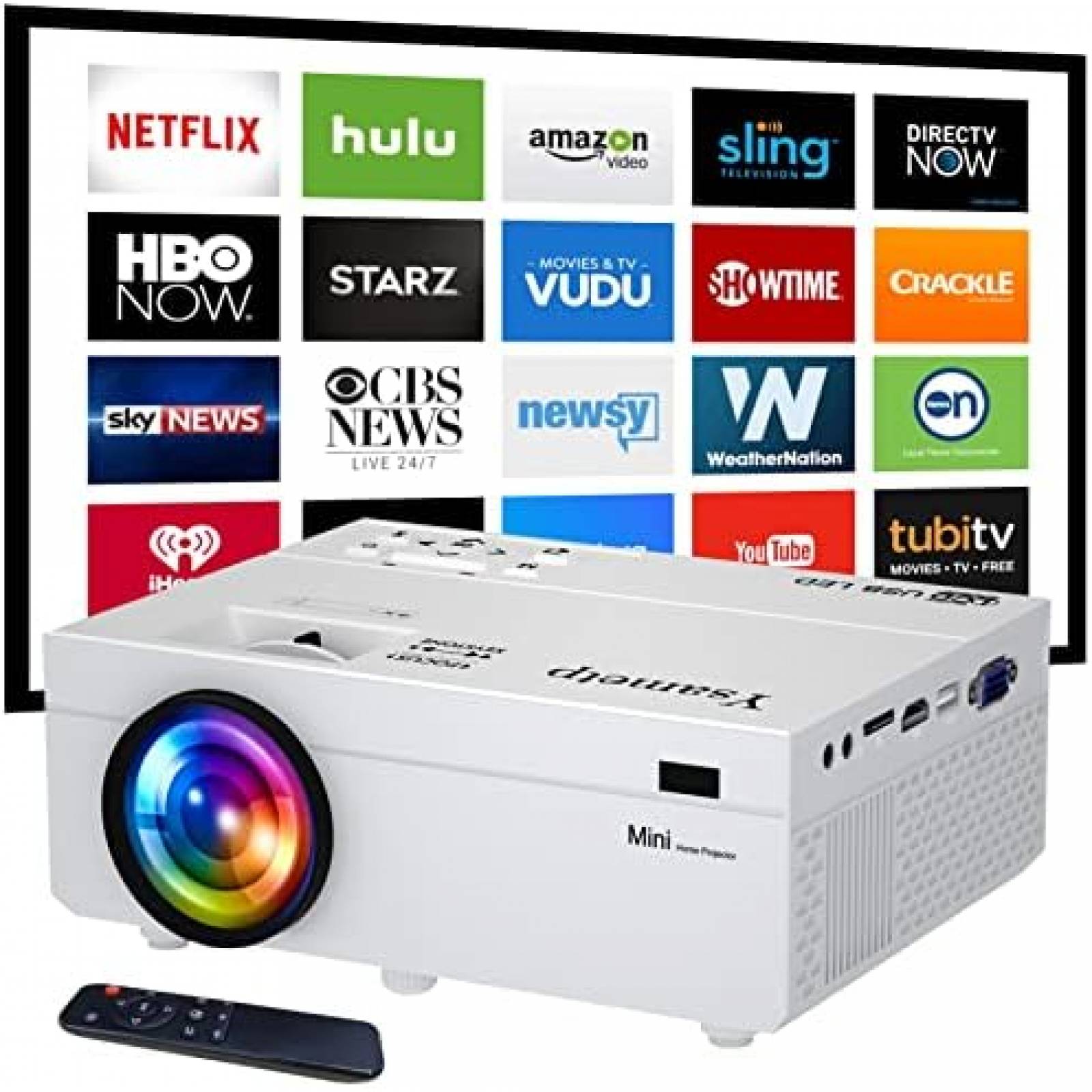 Mini Proyector Ysametp 1080p 4.5m 11000L HDMI VGA TF -Blanco