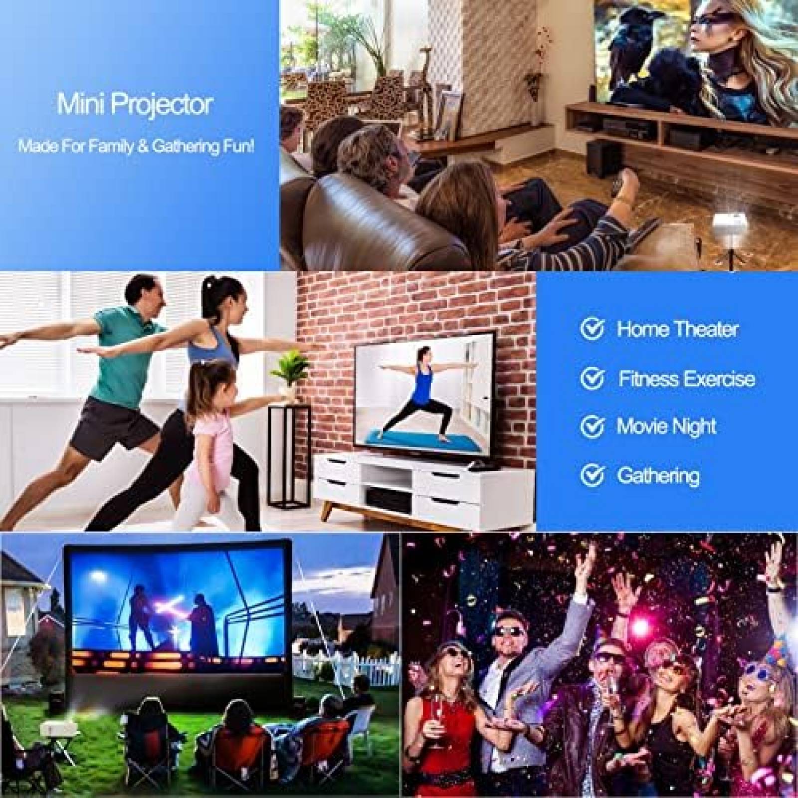 Mini Proyector Ysametp 1080p 4.5m 11000L HDMI VGA TF -Blanco
