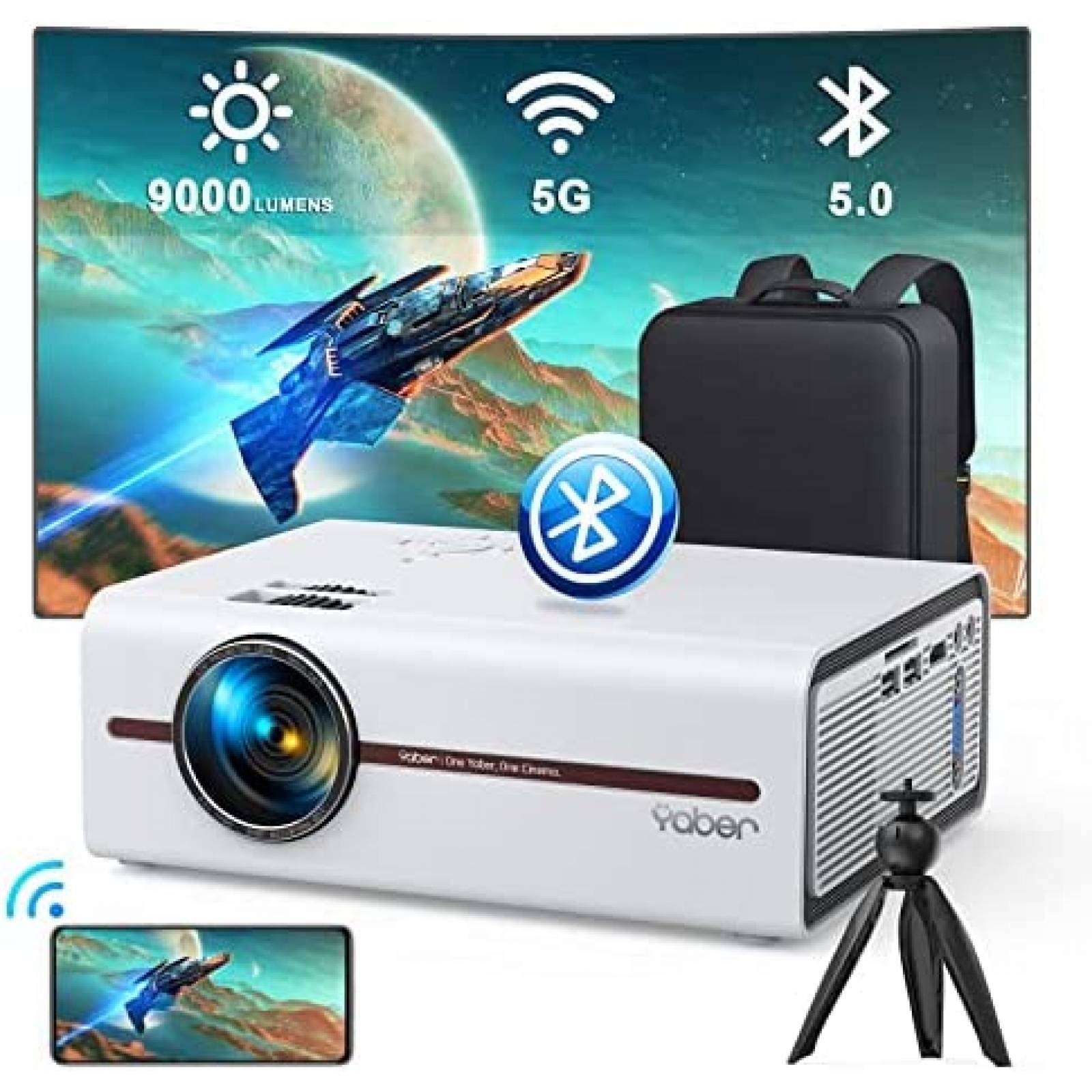 Proyector YABER V5 4K 1080P HDMI Bluetooth USB -Blanco