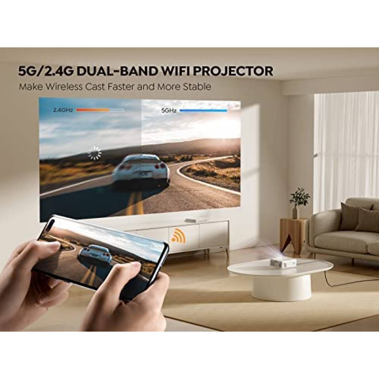 Proyector YABER V5 4K 1080P HDMI Bluetooth USB -Blanco