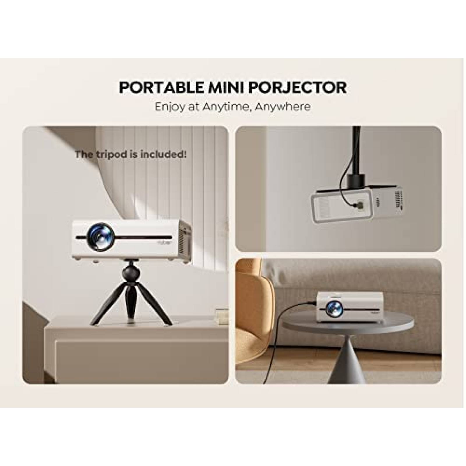 Proyector YABER V5 4K 1080P HDMI Bluetooth USB -Blanco