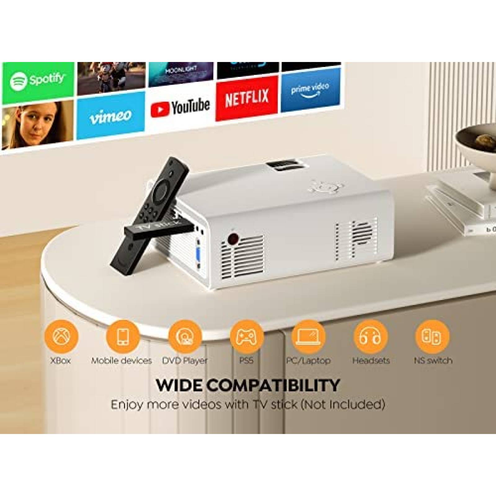 Proyector YABER V5 4K 1080P HDMI Bluetooth USB -Blanco