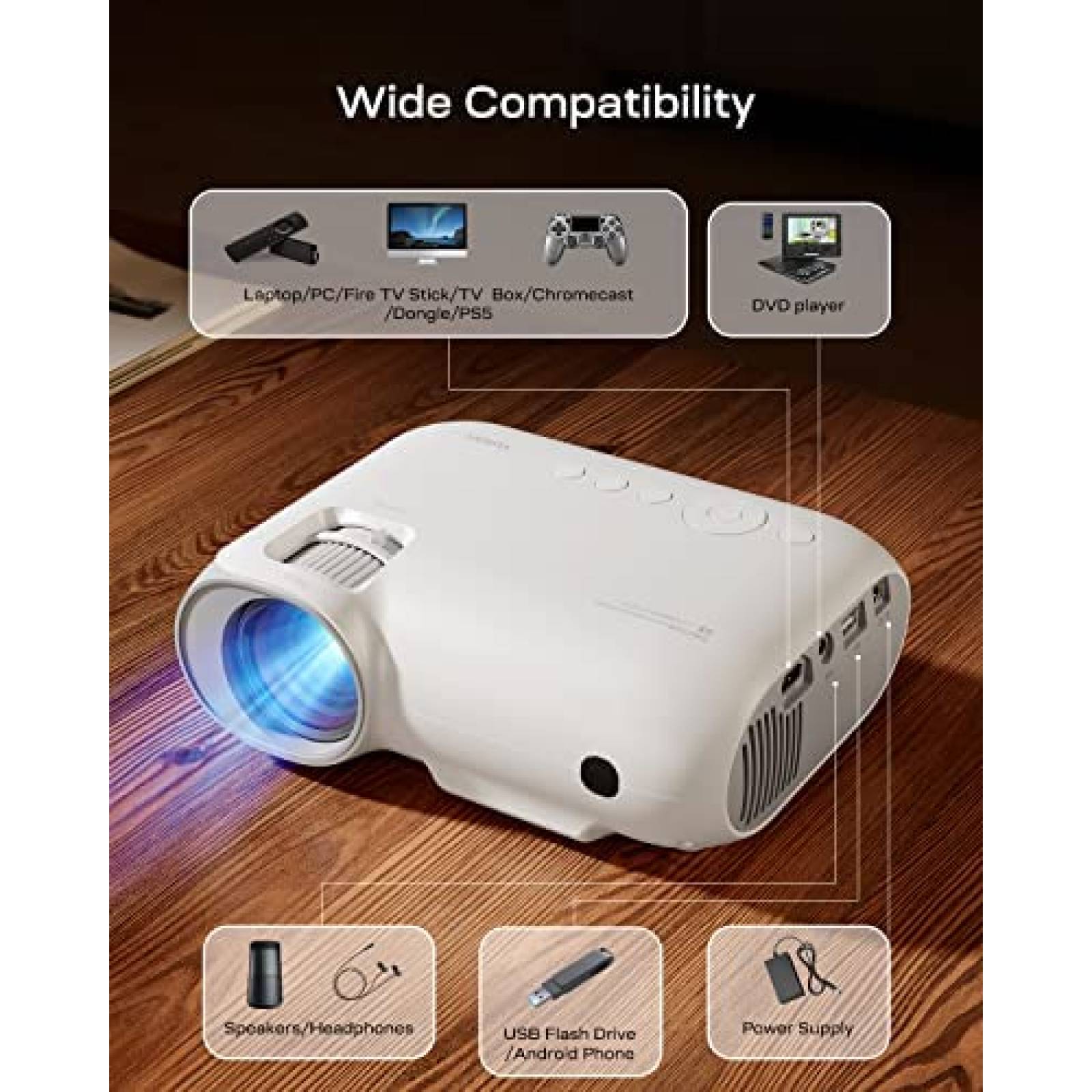 Proyector YOTON Y9 400 ANSI 1080P Nativo 4K -Blanco