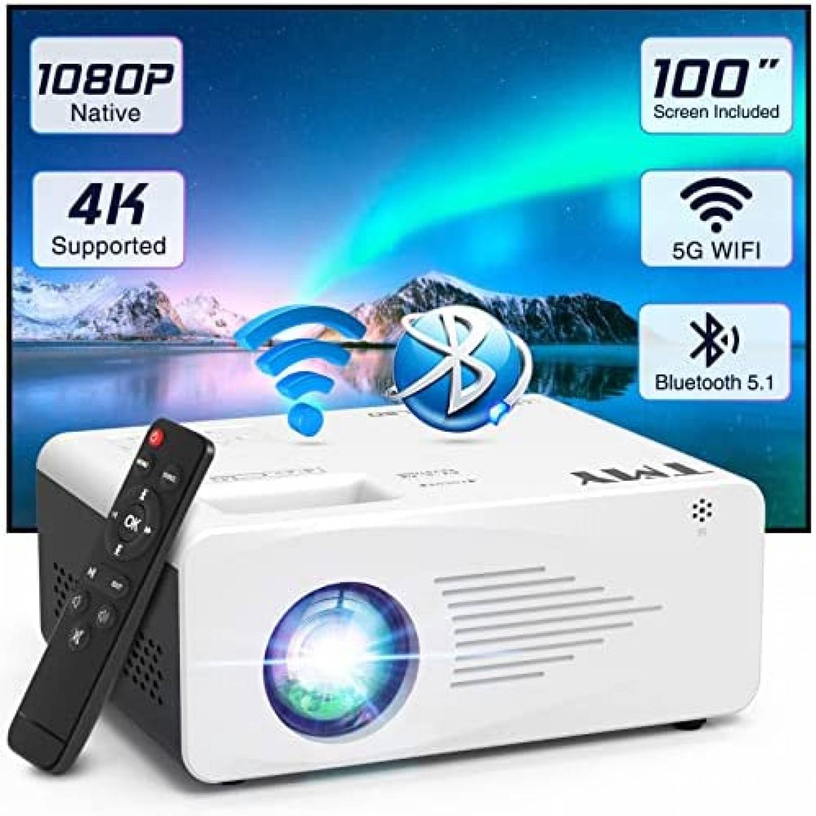 Proyector TMY Native Wi-Fi Bluetooth 1080P HDMI AV USB