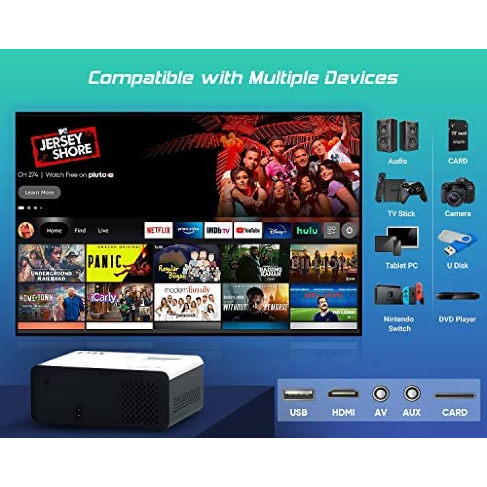 Proyector TMY Native Wi-Fi Bluetooth 1080P HDMI AV USB