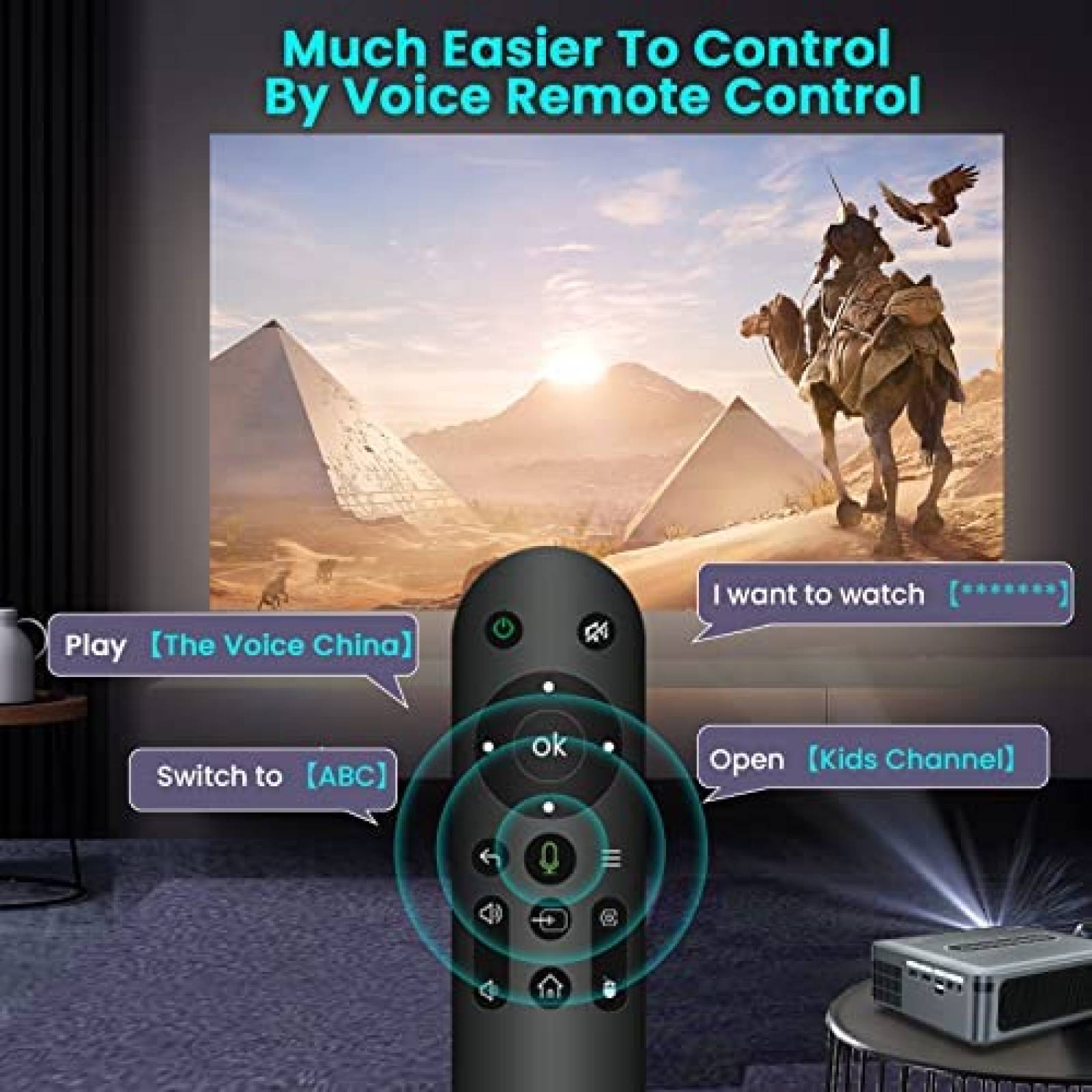 Proyector Alwtniet 4K 8K WiFi 12000 Lumens Bluetooth -Negro