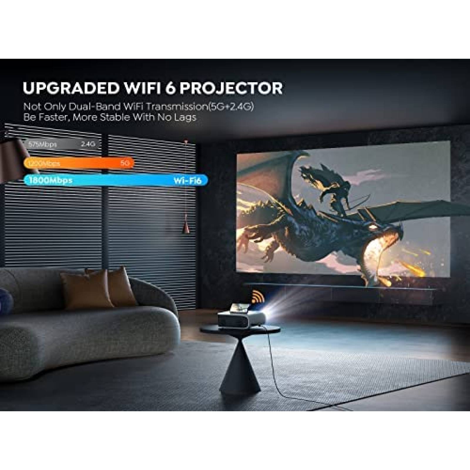 Proyector YABER PRO V8 1080p Nativo 4K 15000 Lumenes -Blanco