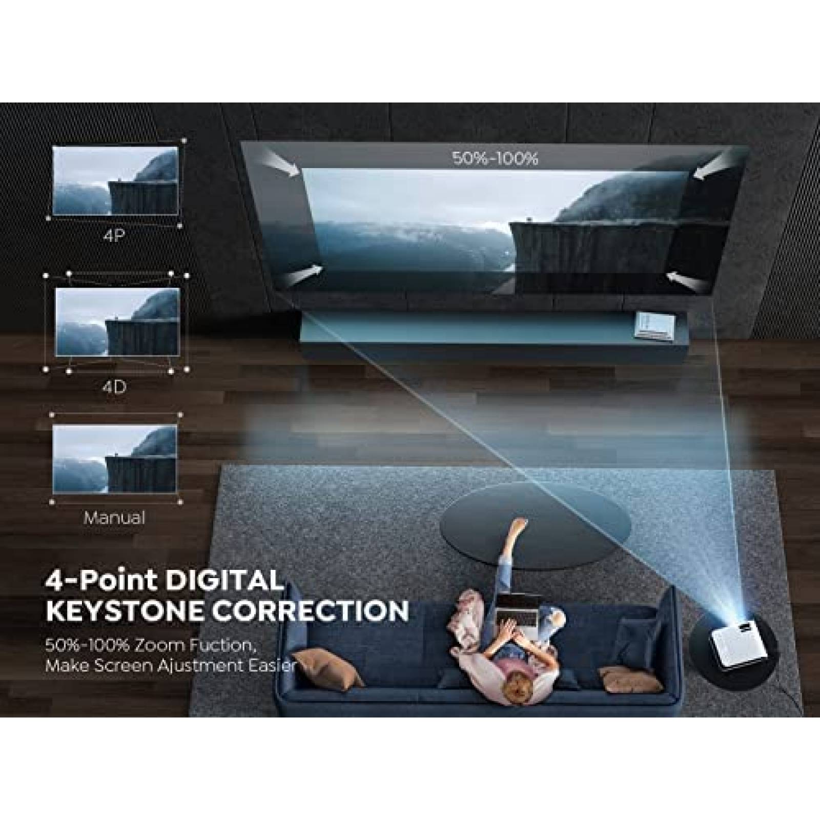 Proyector YABER PRO V8 1080p Nativo 4K 15000 Lumenes -Blanco