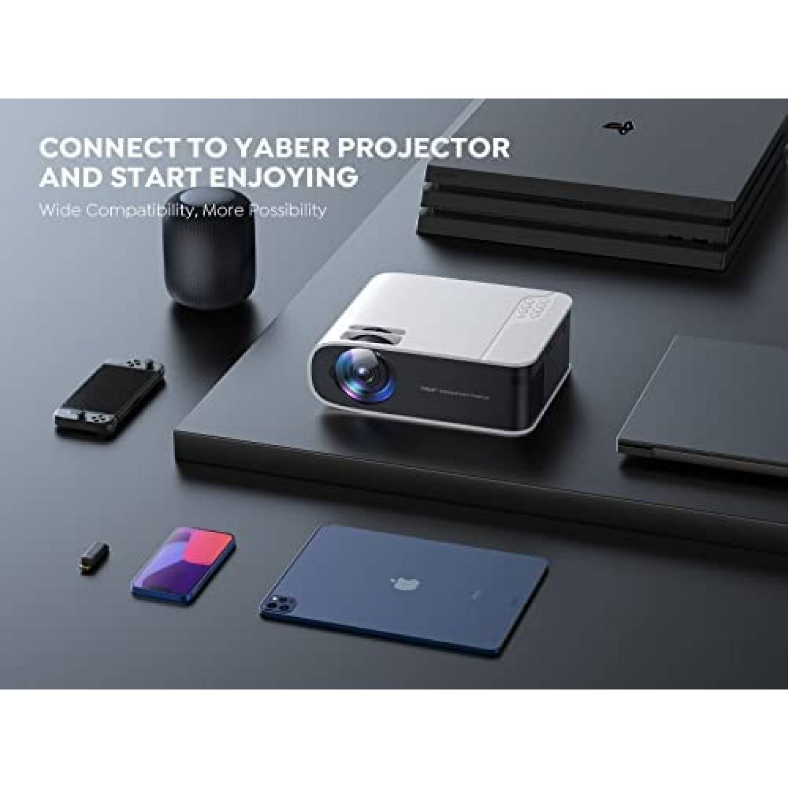 Proyector YABER PRO V8 1080p Nativo 4K 15000 Lumenes -Blanco