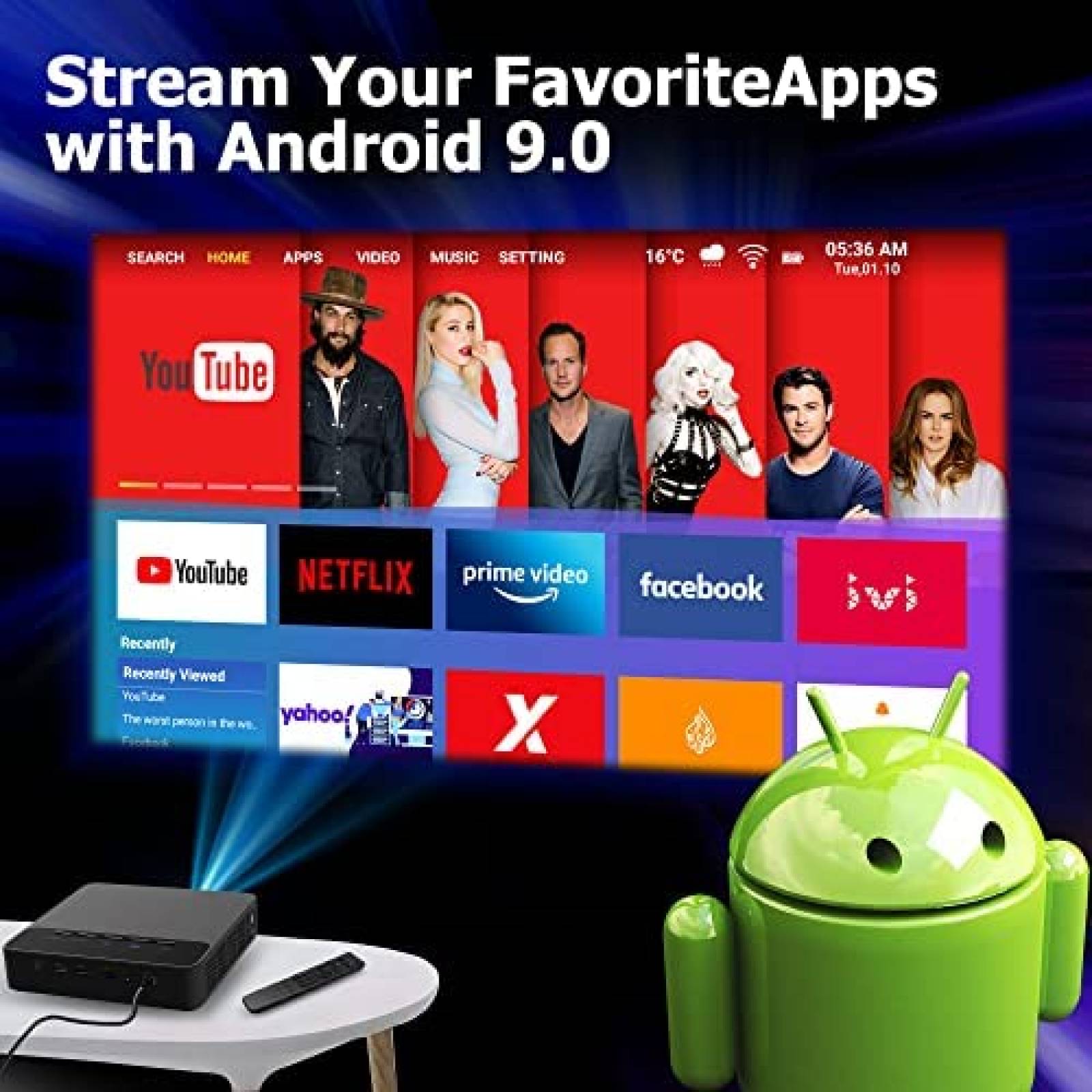 Mini Proyector staratlas 4K 150 ANSI 1280 x 720 -Negro