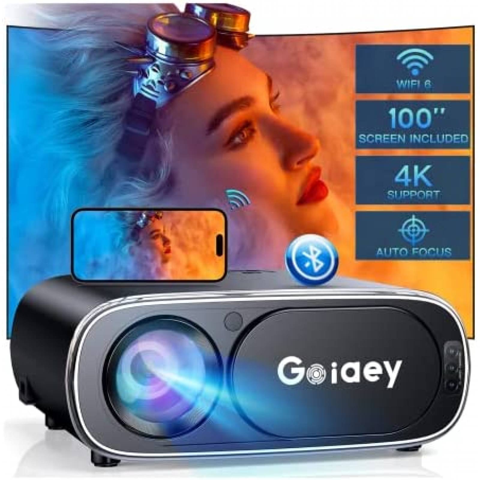 Proyector Goiaey GO1 4K WiFi 6 y Bluetooth 19000L -Negro