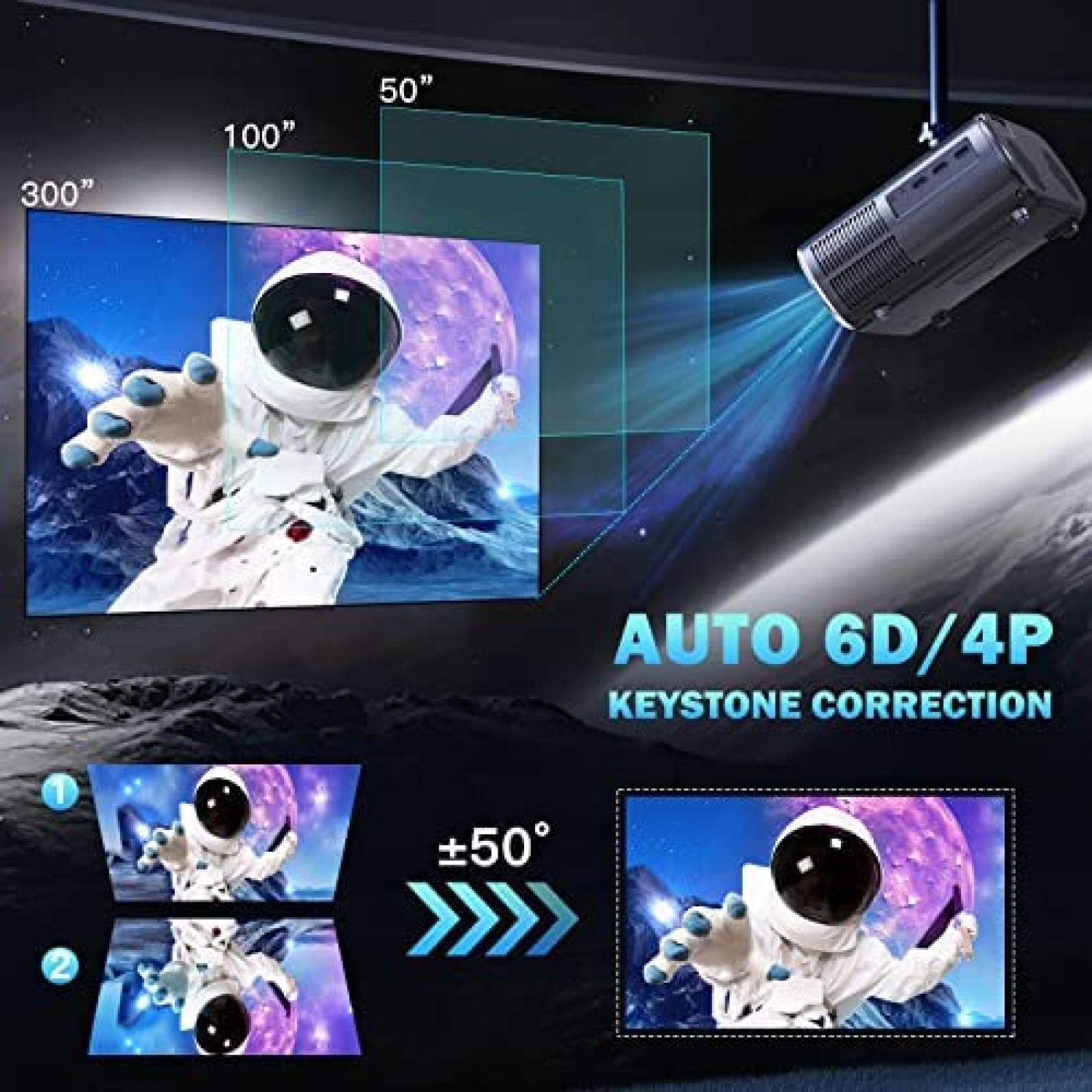 Proyector Goiaey GO1 4K WiFi 6 y Bluetooth 19000L -Negro