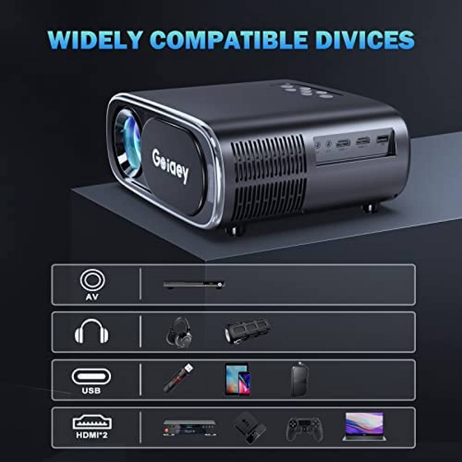 Proyector Goiaey GO1 4K WiFi 6 y Bluetooth 19000L -Negro