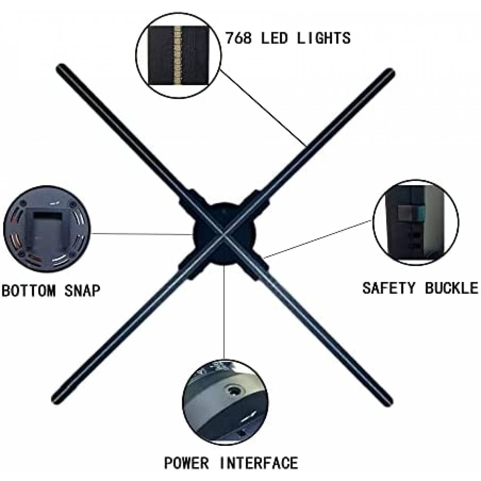 Ventilador de Visualizacion Holografica 3D WANTHER MS6 25.6"