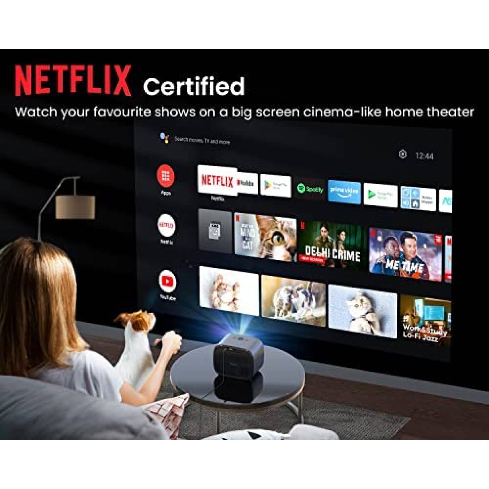 Proyector ETOE 350 lumenes ANSI 1080P 4K Bluetooth -Negro