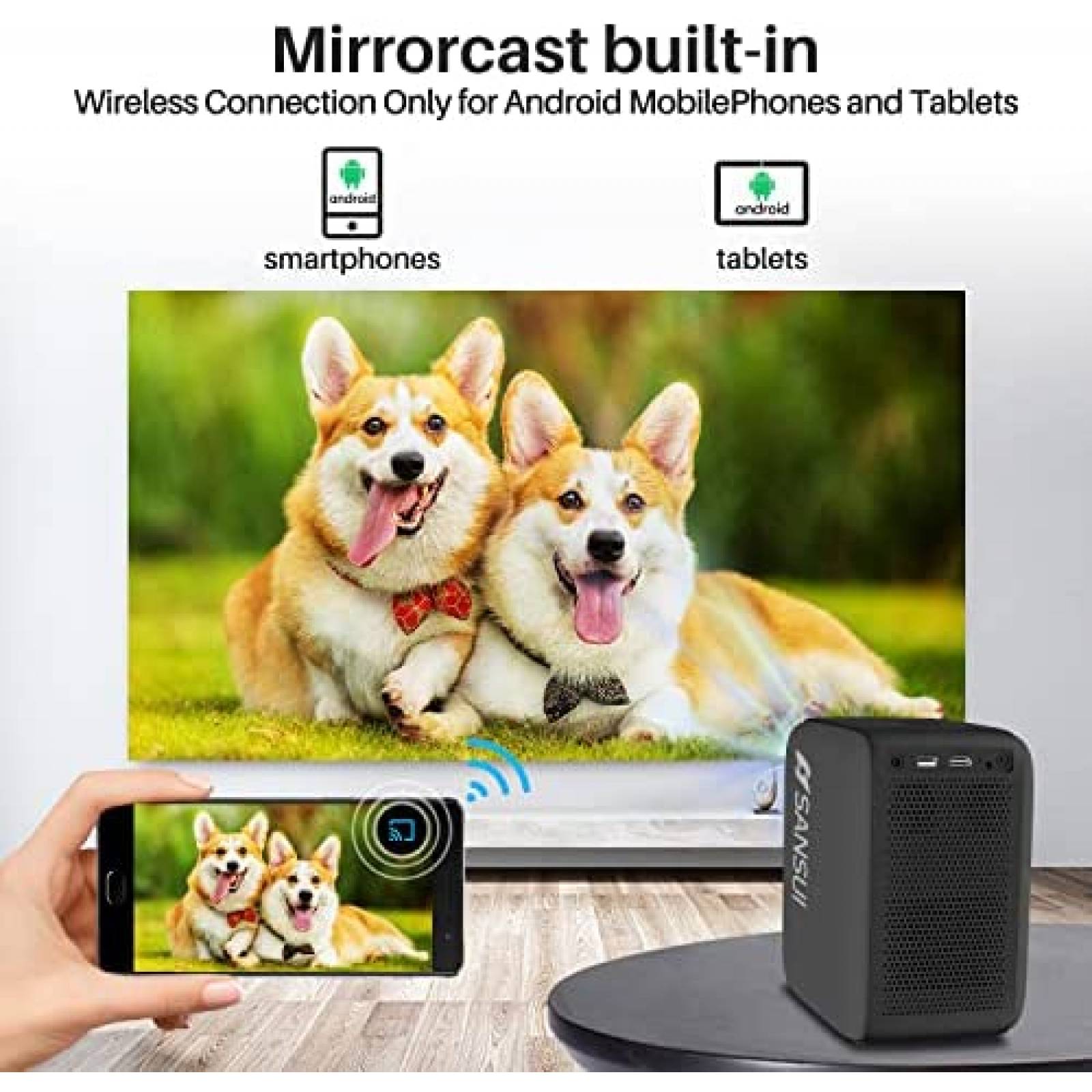 Proyector SANSUI con WiFi y Bluetooth 10000 lumenes -Negro