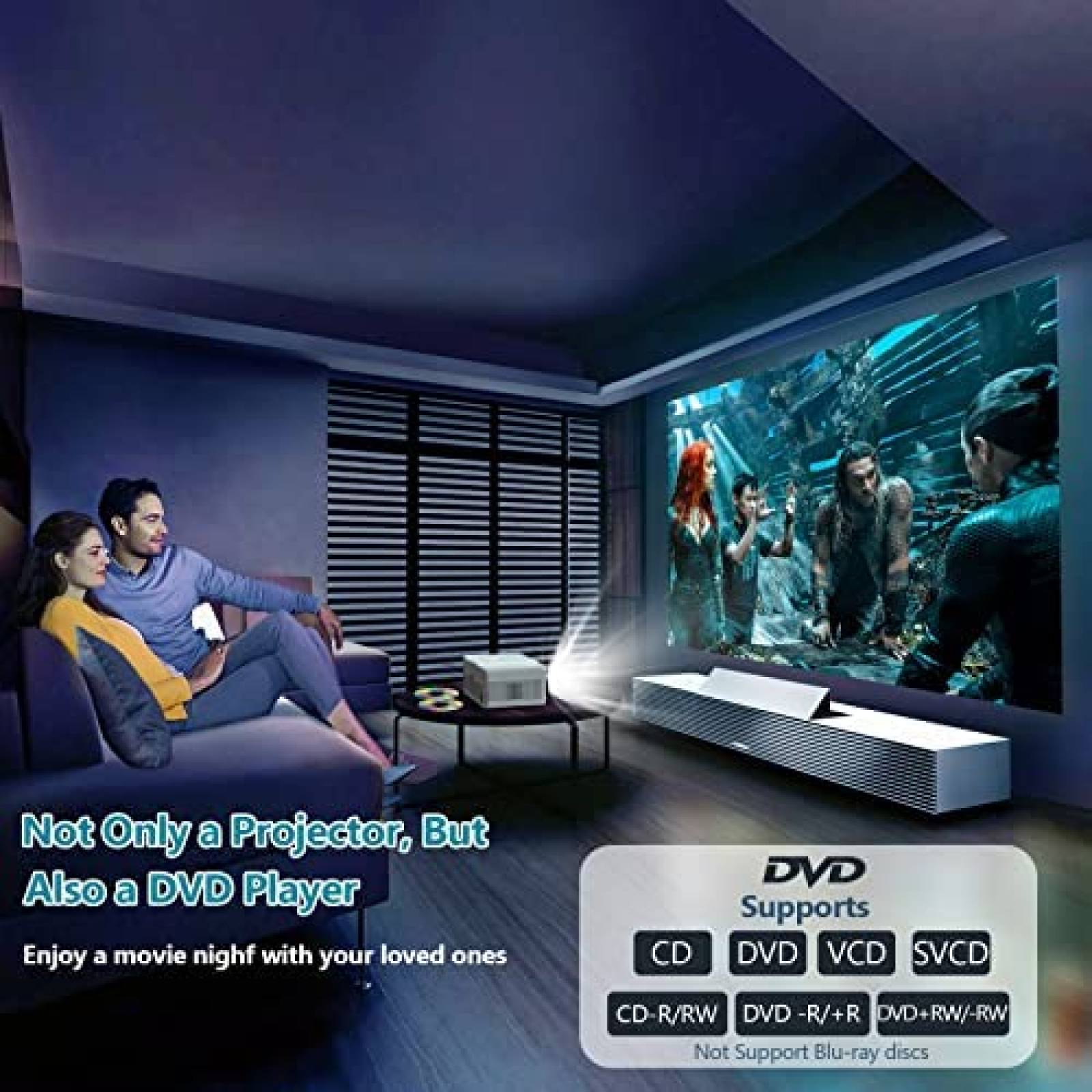 Mini Proyector PANSEBA Bluetooth 5G y WiFi -Blanco