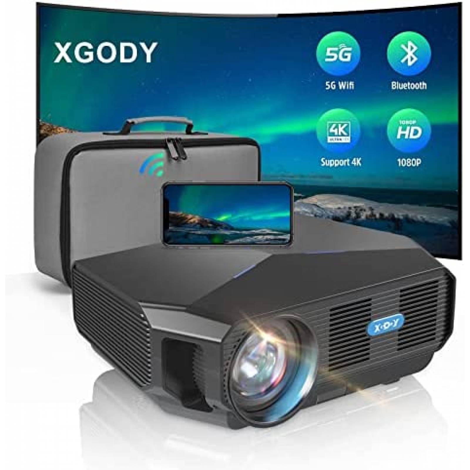 Proyector XGODY A4300 FHD 1080P 9200L 5G HDMI VGA USB -Negro