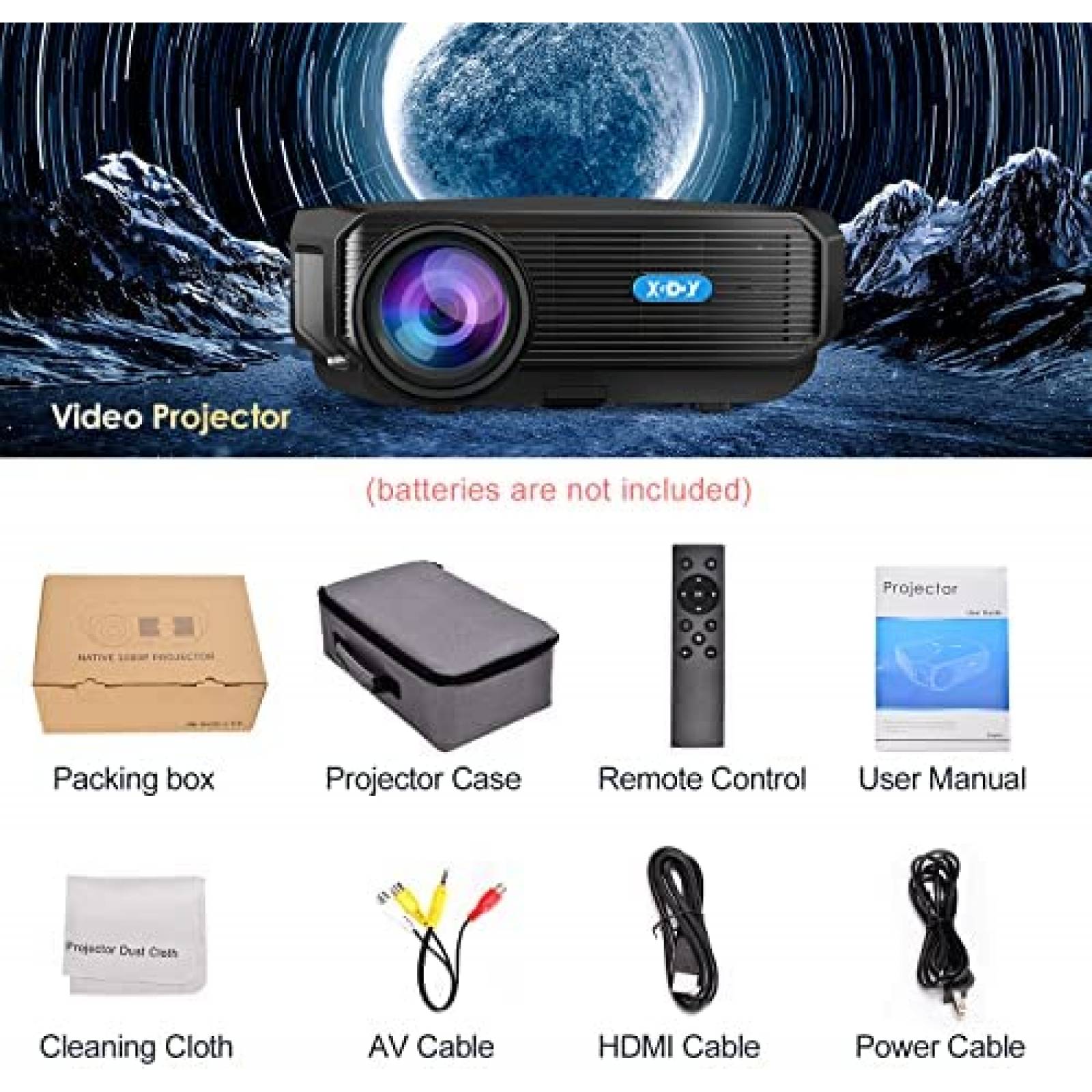 Proyector XGODY A4300 FHD 1080P 9200L 5G HDMI VGA USB -Negro