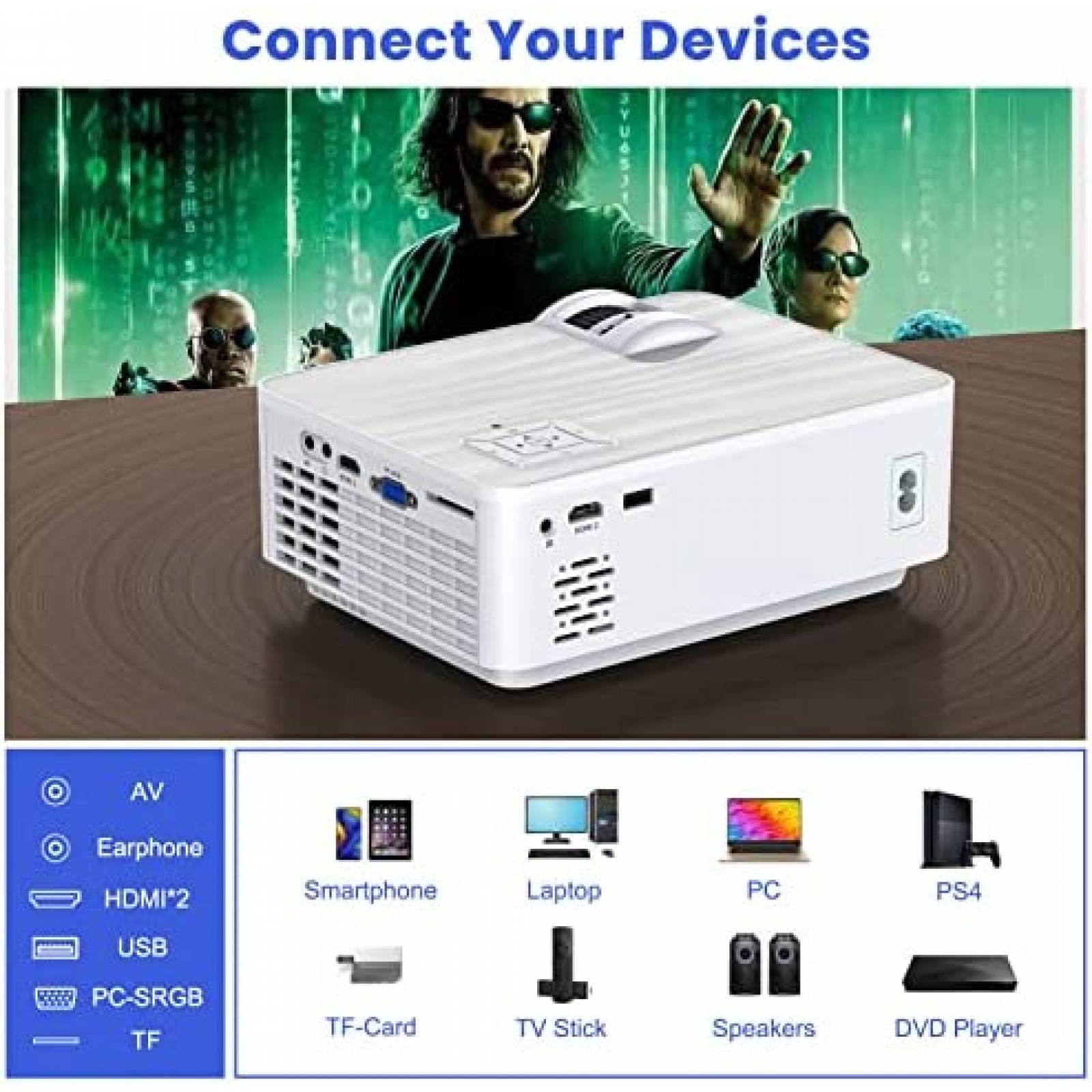 Proyector TOPVISION LIFE 1080P HDMI USB AV -Blanco