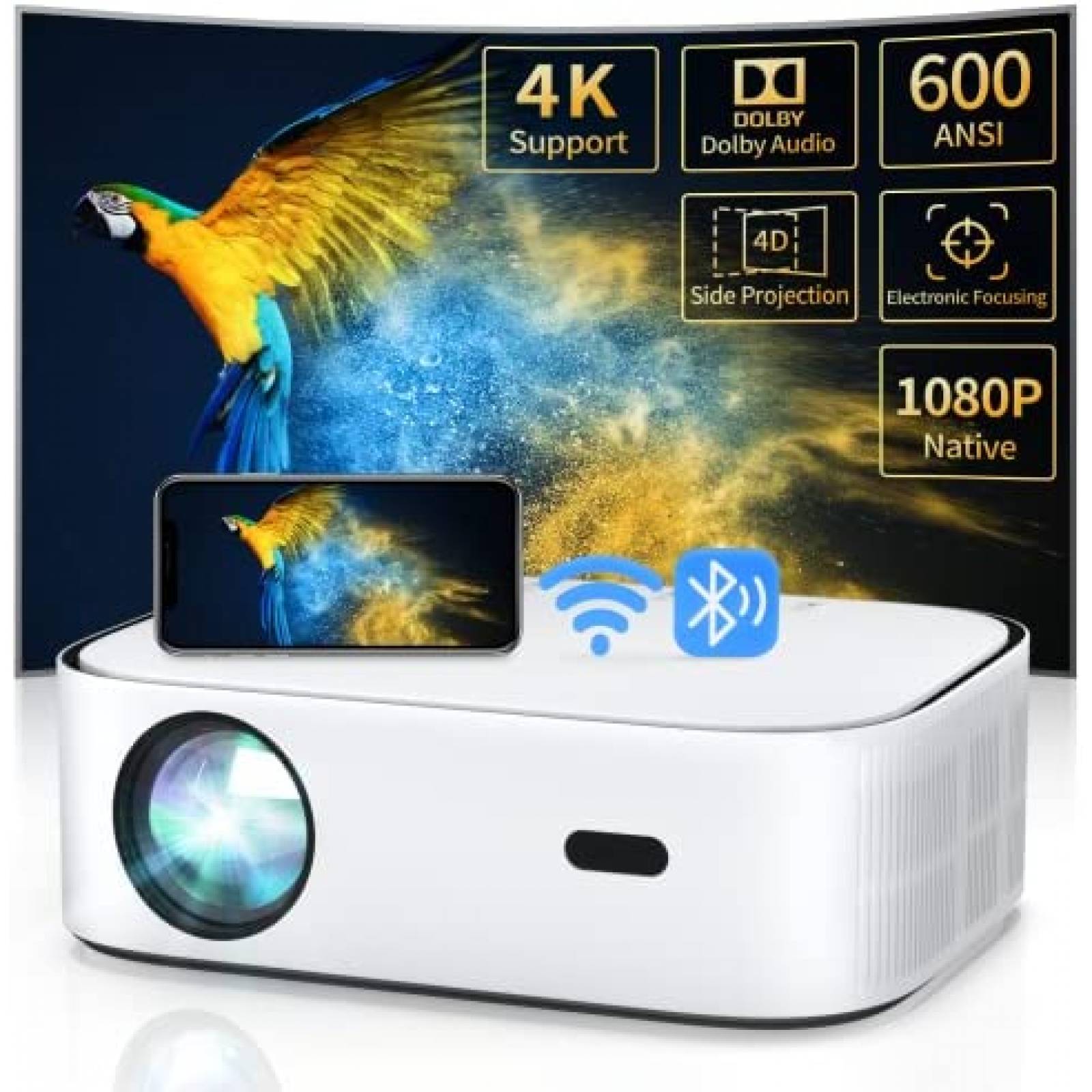 Proyector Toperson 551 600 Lumenes 3,5mm USB HDMI -Blanco