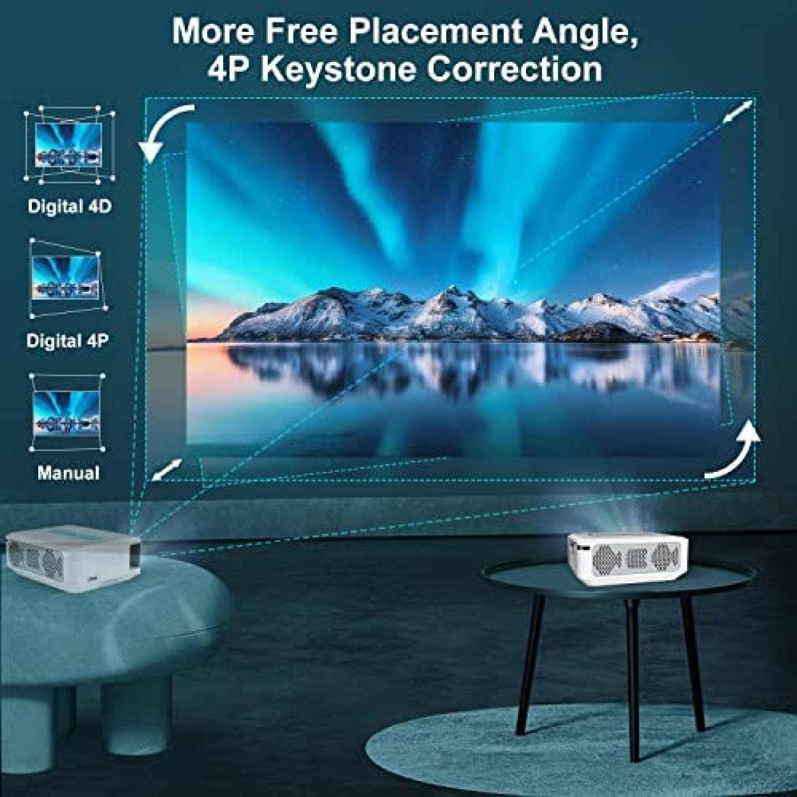 Proyector XGODY 12000L 1080p 4K Bluetooth HDMI -Blanco