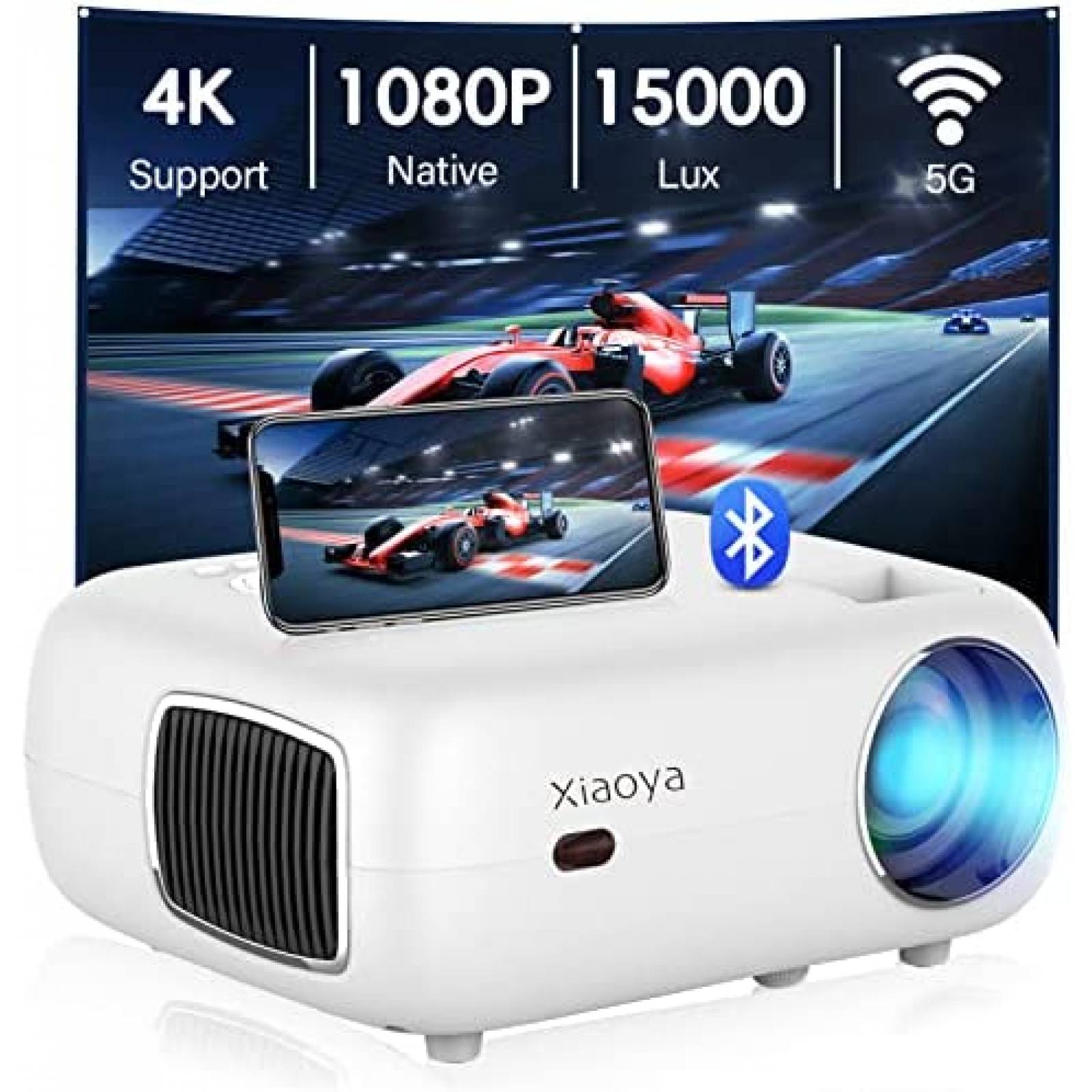 Proyector Xiaoya Bluetooth 5G WiFi 4K 15000L -Blanco