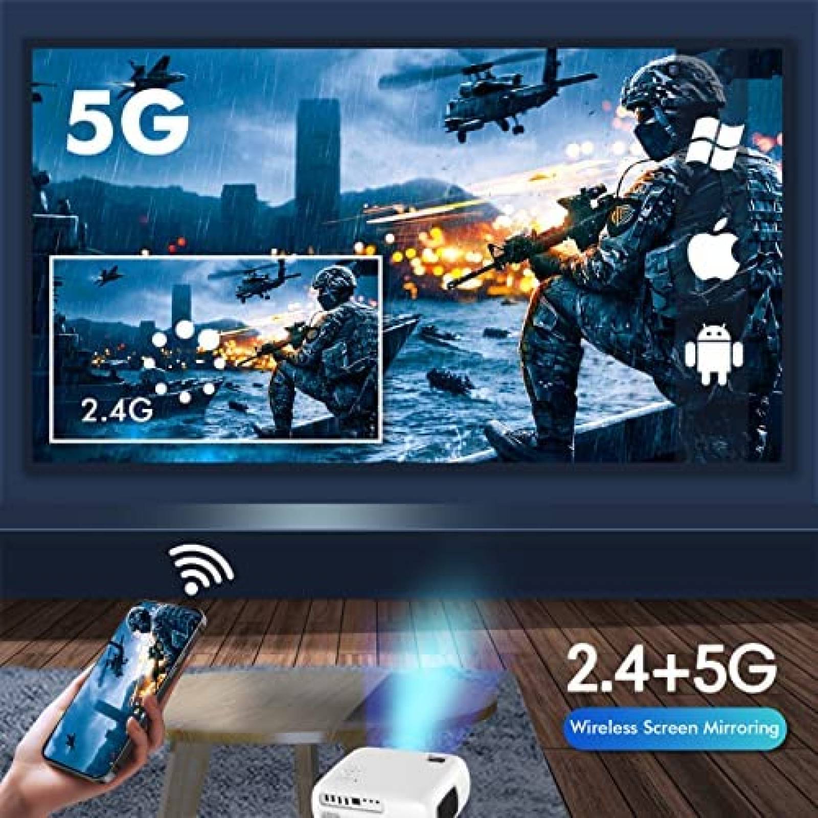 Proyector Xiaoya Bluetooth 5G WiFi 4K 15000L -Blanco